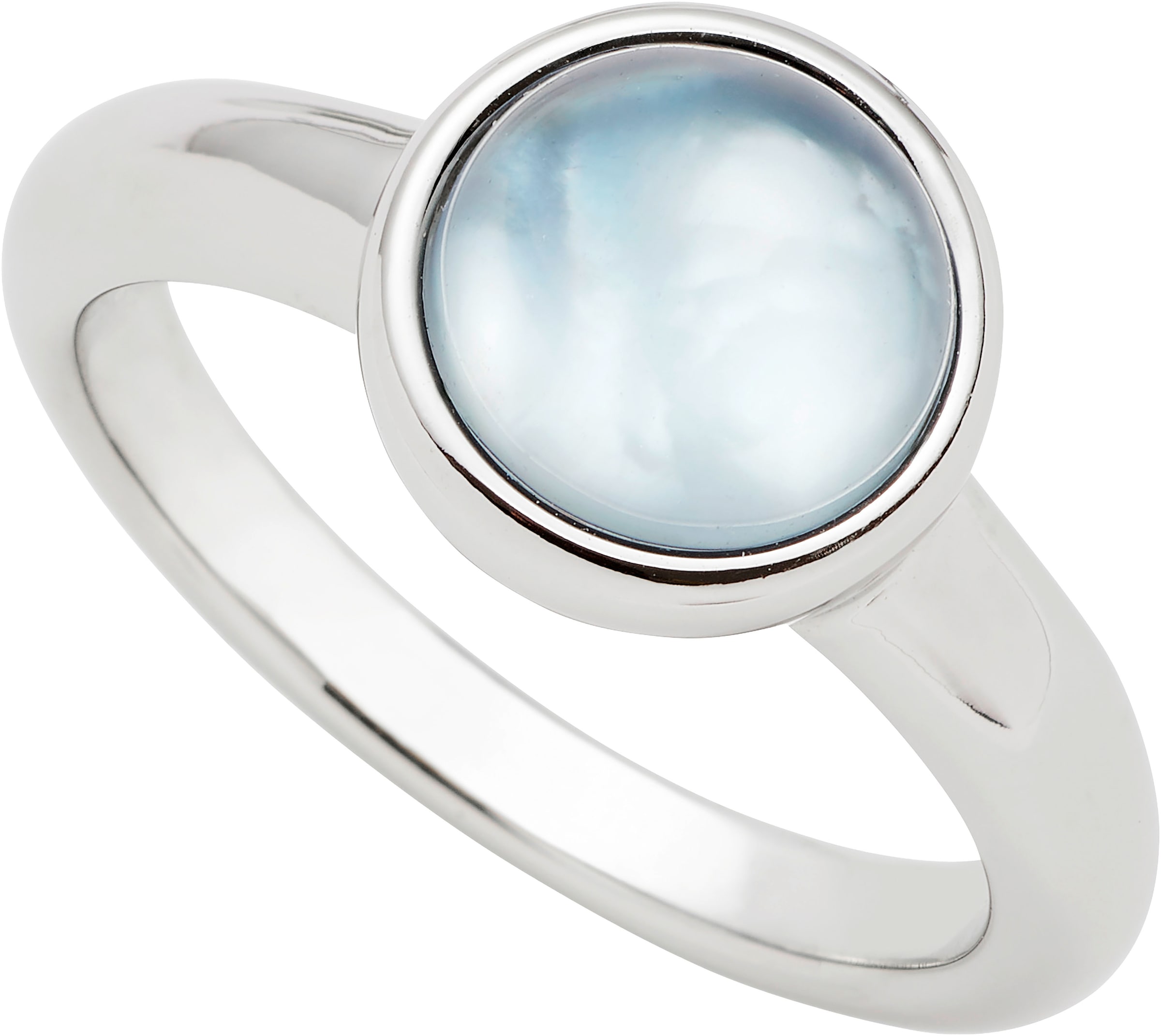 LEONARDO Damen Fingerring "Ring Bea grey blue", 18, Edelstahl, blau, Edelstahl, Fingerringe, mit Glasstein - mit Perlmutt