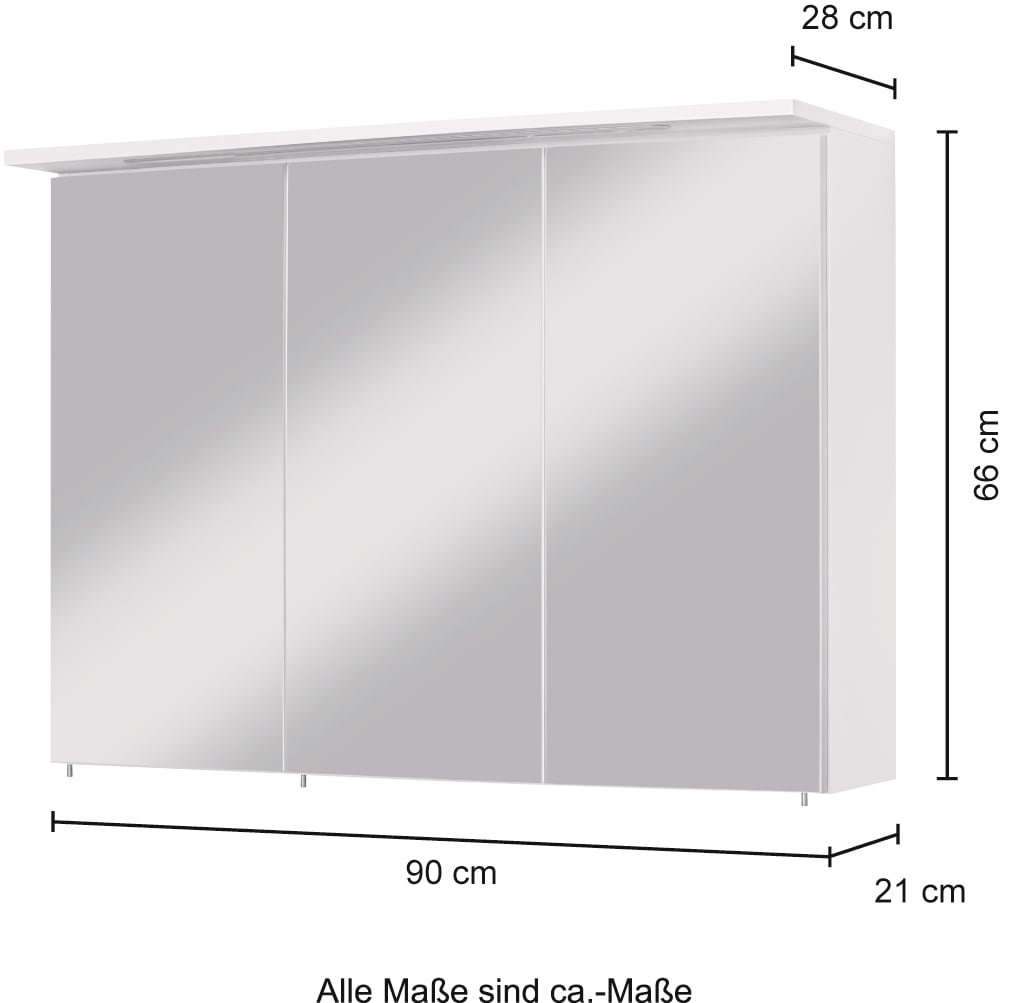 bestellen | Breite 90 MÖBEL mit 3D-Spiegeleffekt »Flex«, cm, Spiegelschrank BAUR HELD