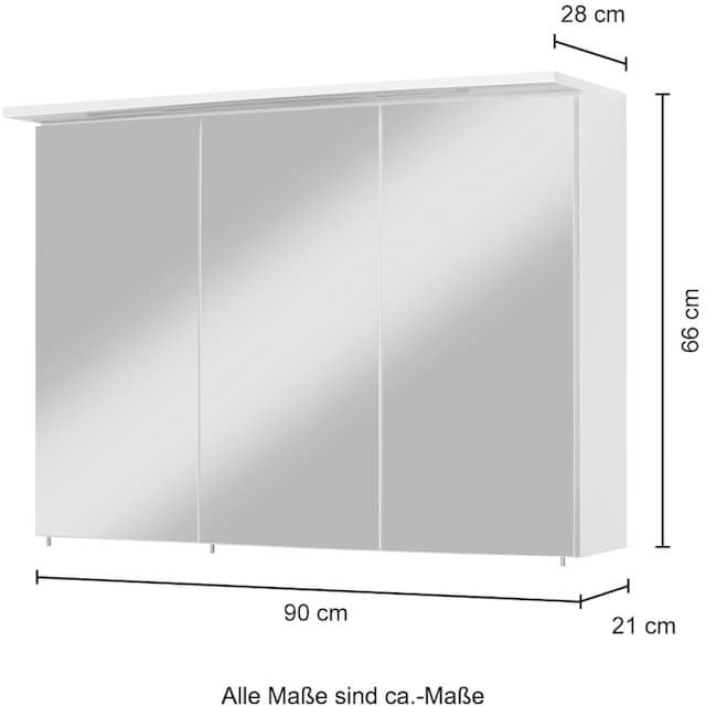 HELD MÖBEL Spiegelschrank »Flex«, Breite 90 cm, mit 3D-Spiegeleffekt  bestellen | BAUR