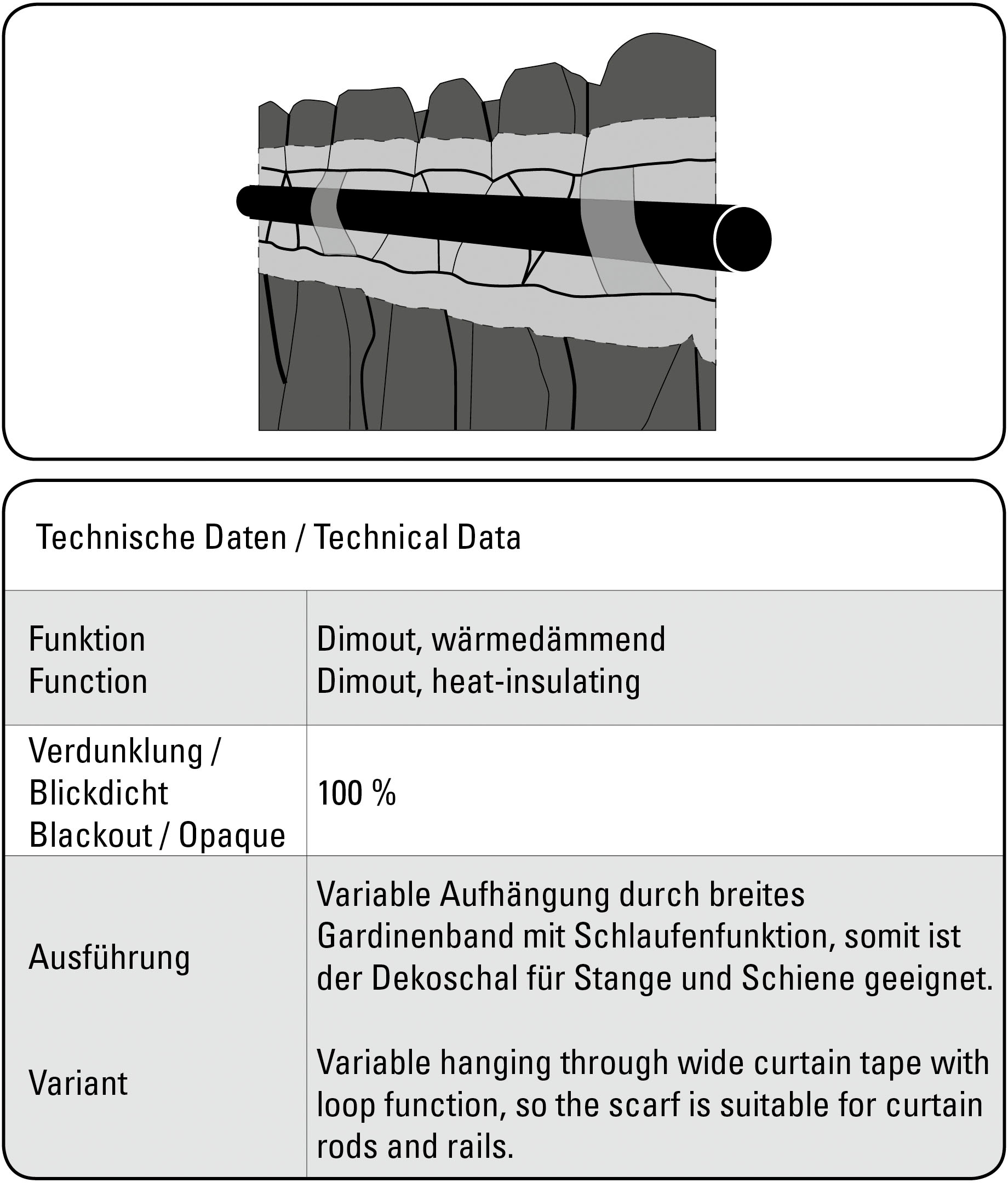 GARDINIA Gardine »Schal mit Gardinenband Dimout«, (1 St.), Stoff Dimout