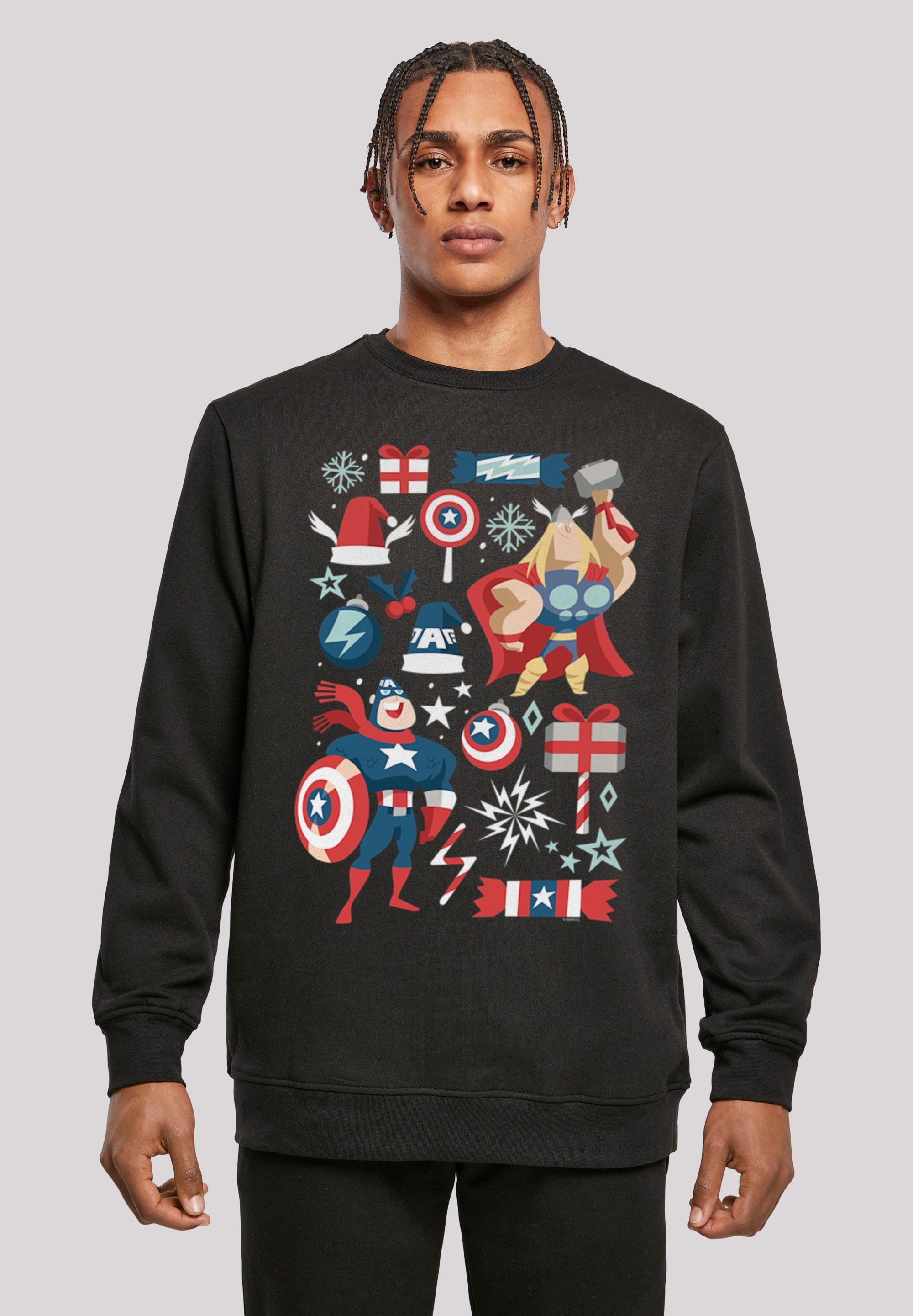 F4NT4STIC Kapuzenpullover "Marvel Thor und Captain America christmas", Print