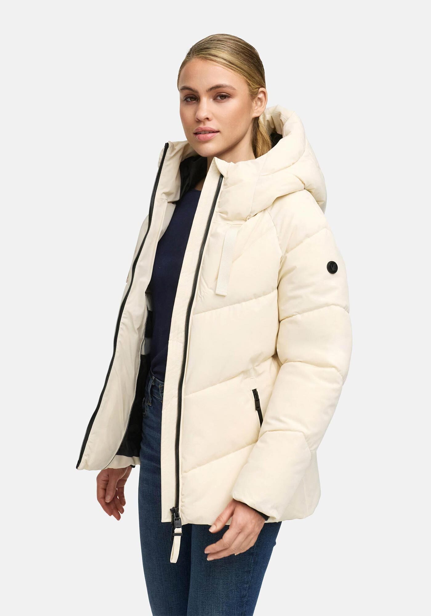 Marikoo Winterjacke "Kwamee" Schräg gesteppte Winterjacke mit fester Kapuze