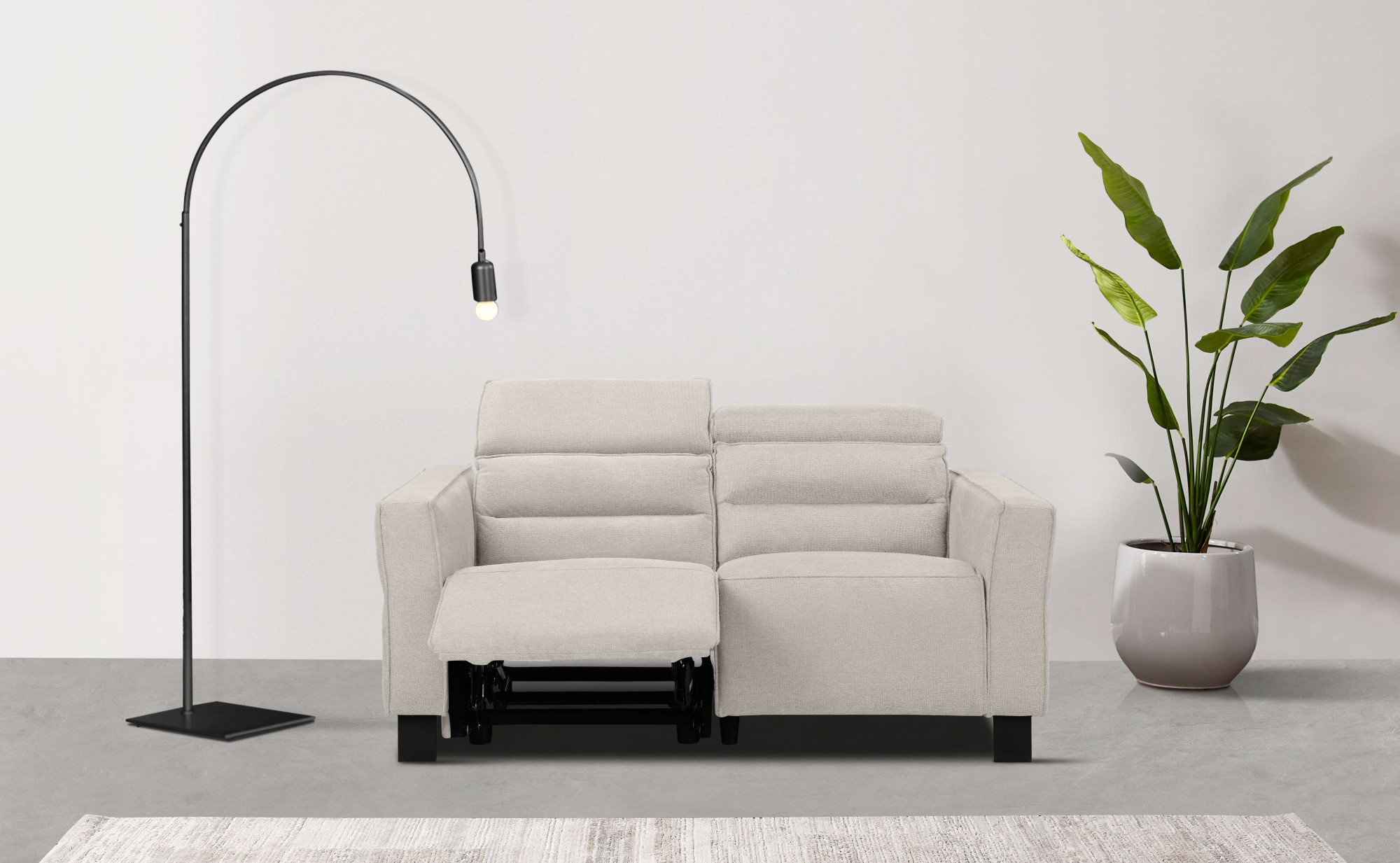 OTTO home 2-Sitzer "Carpari Webstoff, 162 cm, man./elektr. Relaxfunktion" (USB A/C), sowie Kopfteilverstellung