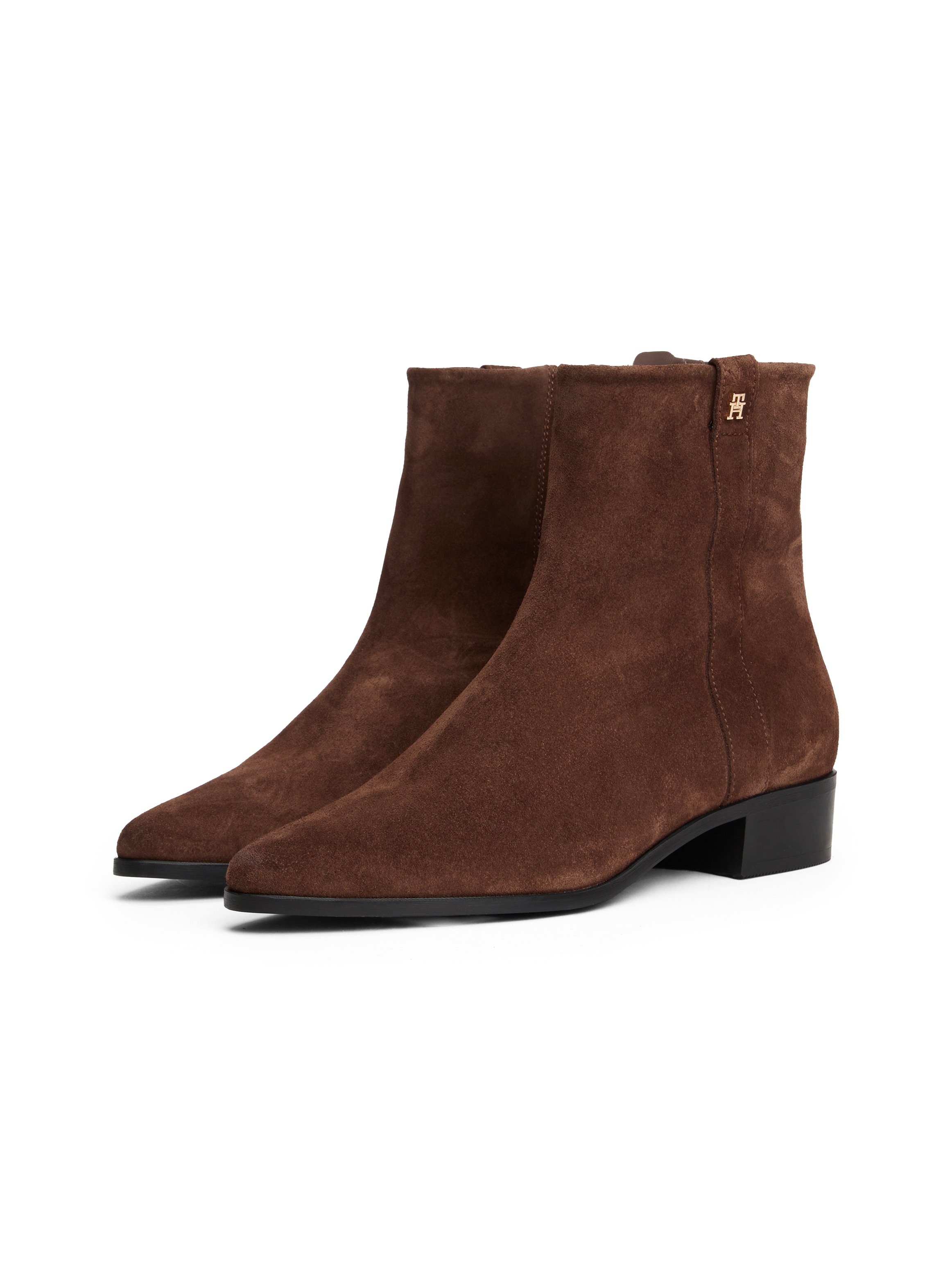 Tommy Hilfiger Stiefelette "TH SUEDE POINTY ZIP BOOTIE", Blockabsatz, Weste günstig online kaufen