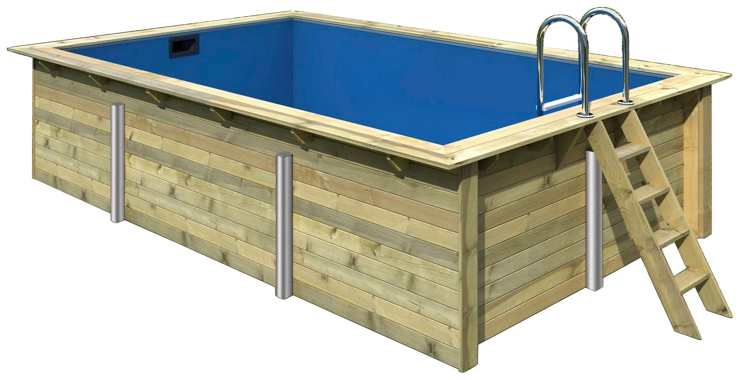 Karibu Rechteckpool »Holzpool Malta«, BxLxH: 353x530x124 cm, kesseldruckimprägniert