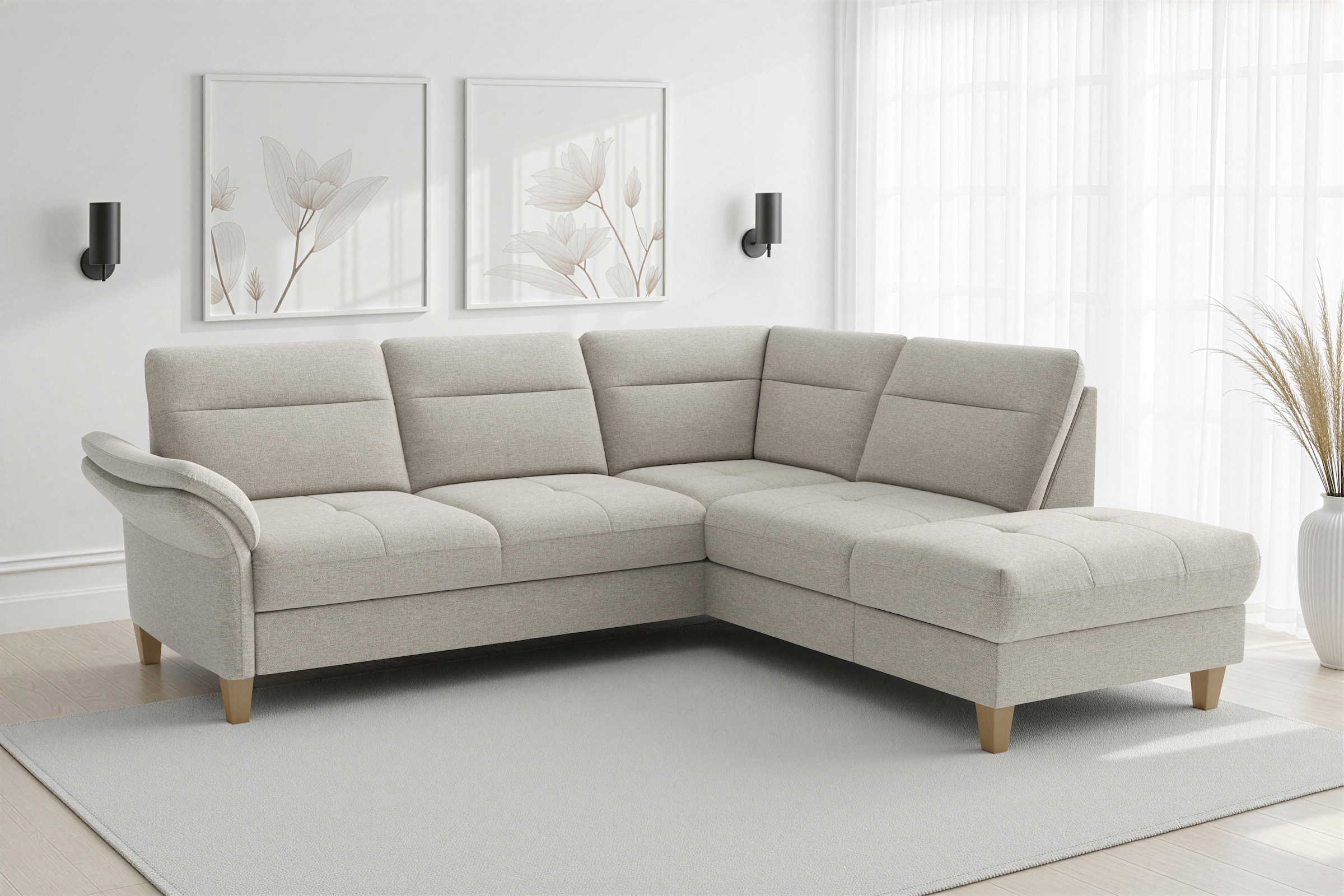 sit&more "Pamela L-Form, B: 218 cm, optional Schlaffunktion & Bettkasten" mit Federkern