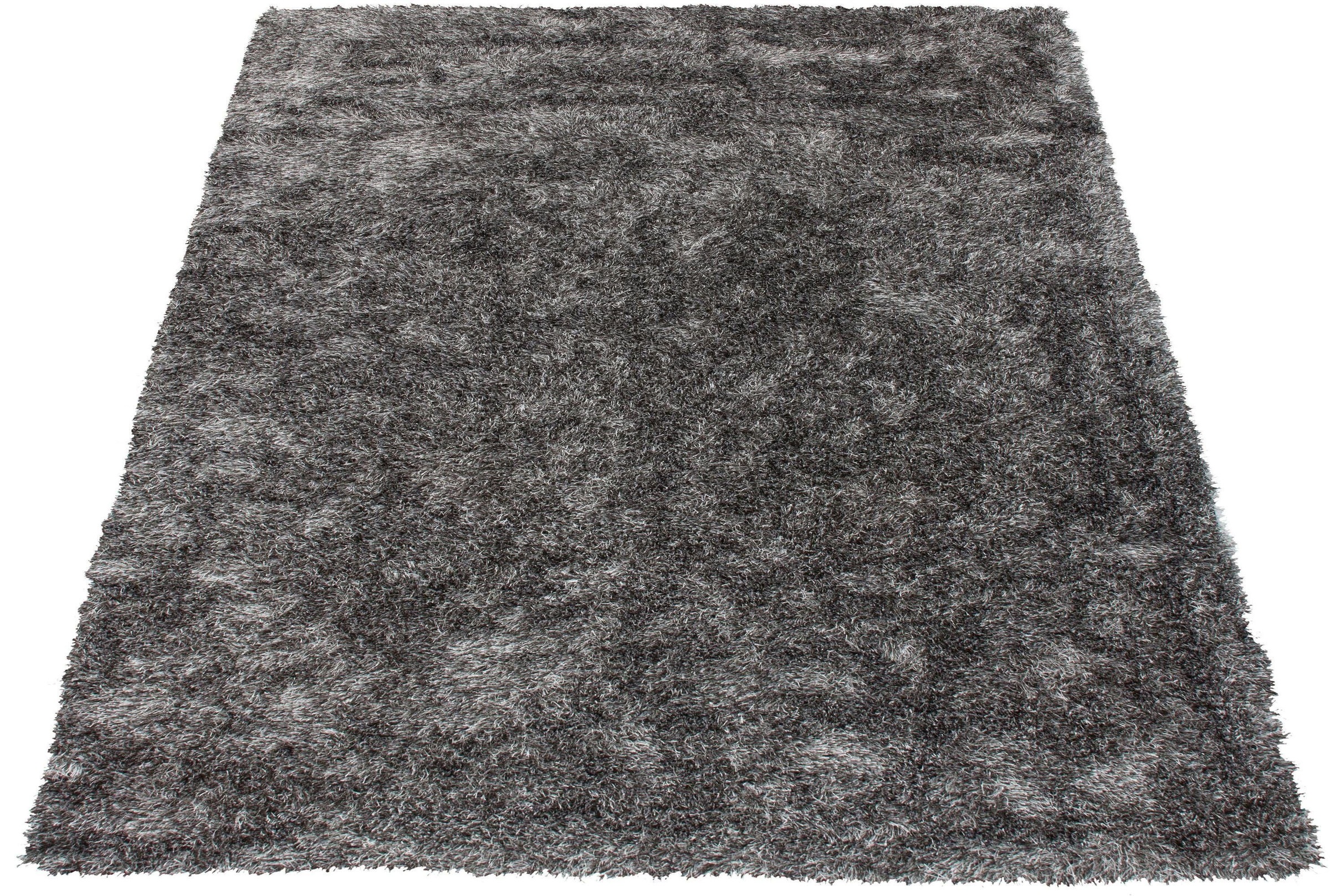 Hochflor-Teppich BRUNO BANANI "Alga", grau (grau, weiß), B:160cm H:40mm L:230cm, Kunstfaser, Teppiche, Uni, Shaggy, Langflor, besonders weich und kuschelig, Wohnzimmer 3