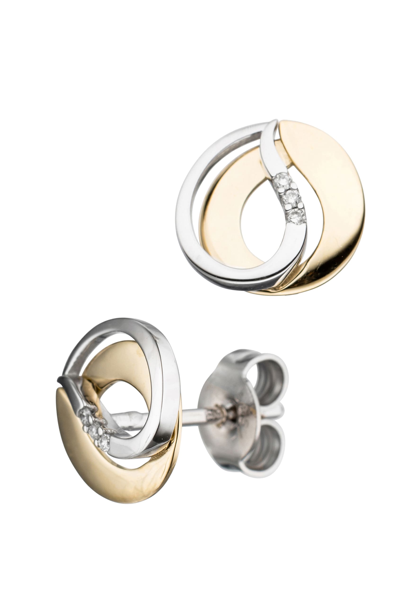 Gold Paar bestellen | JOBO BAUR »Ohrringe Diamanten«, 585 6 mit Ohrstecker bicolor online