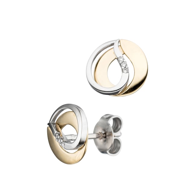 JOBO Paar Ohrstecker »Ohrringe mit 6 Diamanten«, 585 Gold bicolor online  bestellen | BAUR