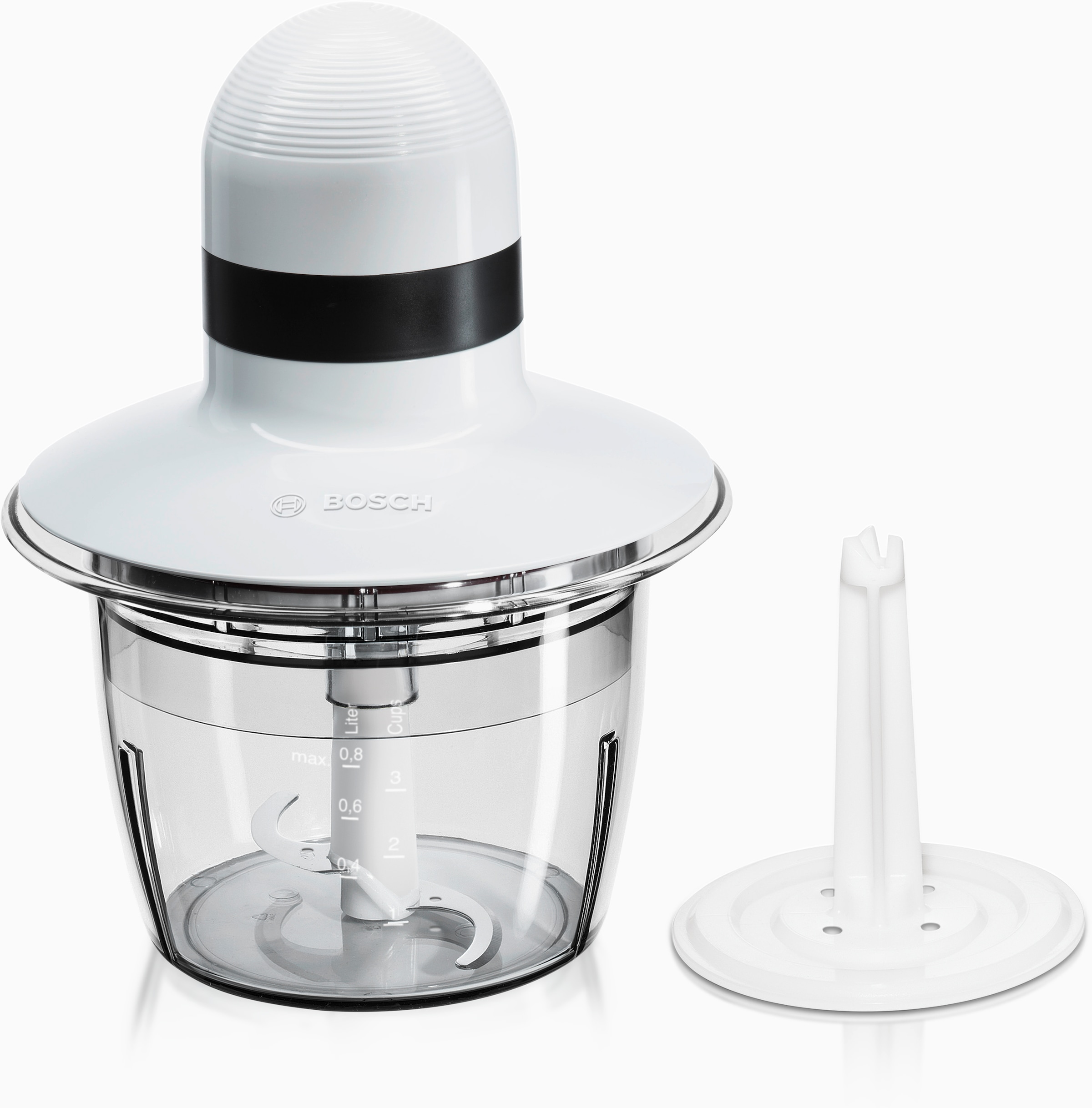 BOSCH Zerkleinerer »MMR08A1, 800ml Behälter, Schlagscheibe, Edelstahl-Messer, weiß« 400 W Behälter mikrowellengeeignet, Einhand-Bedienung