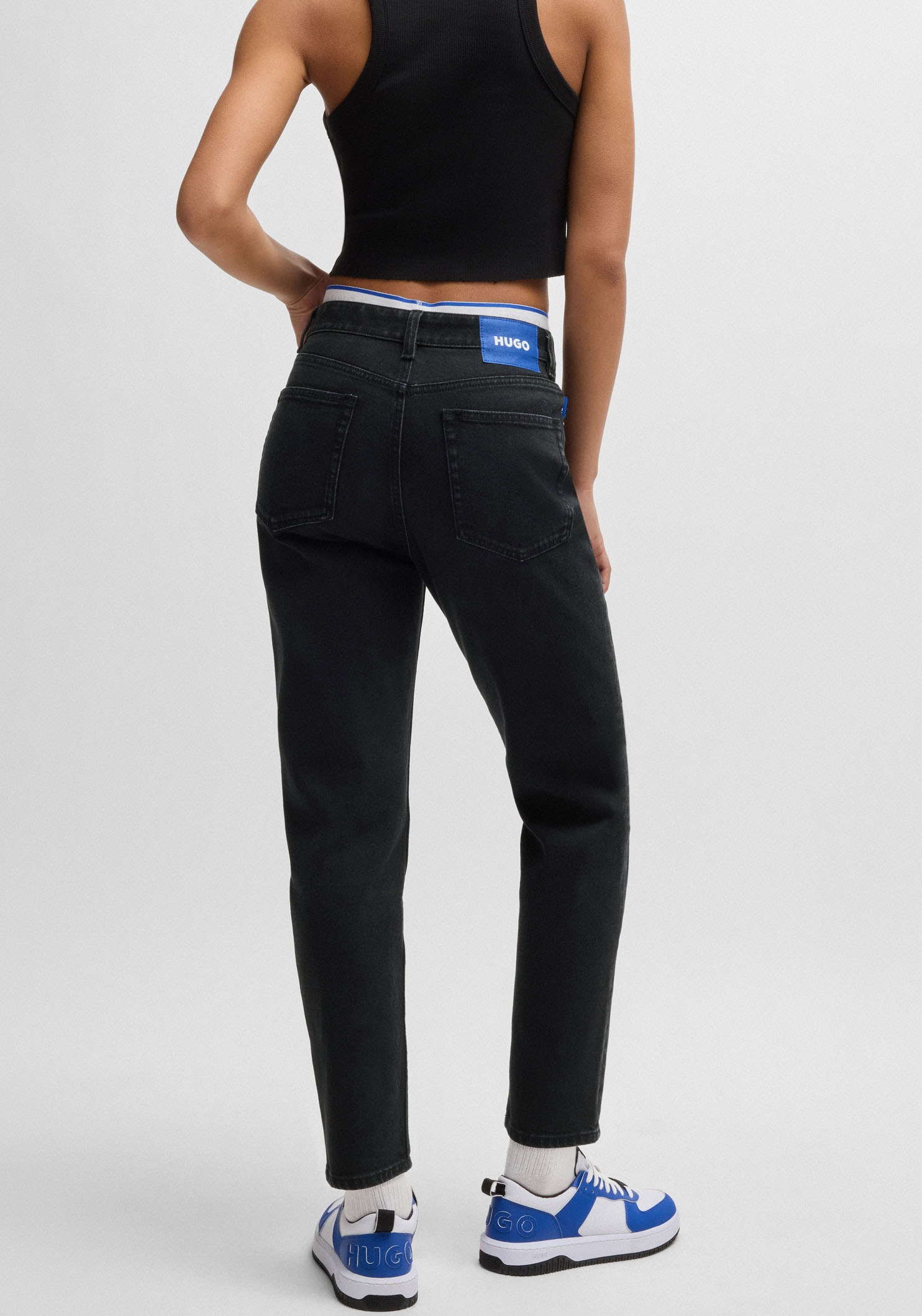 Thumbnail - HUGO Blue Mom-Jeans "Noe" Straight Fit Jeans mit hoher Leibhöhe