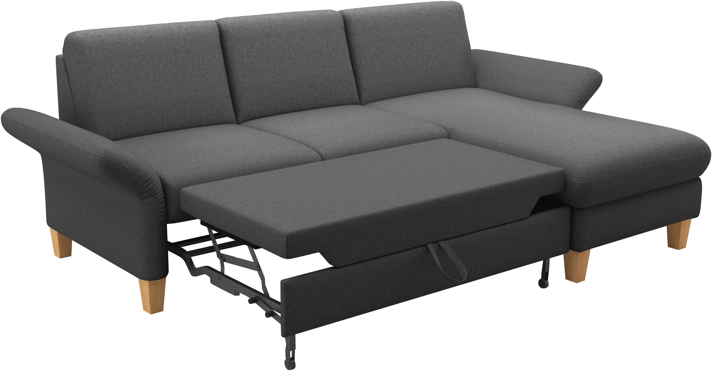 Home affaire Ecksofa »Rochelle«, wahlweise mit Armlverstellung, Klappbett mit Rollen & Bettkasten