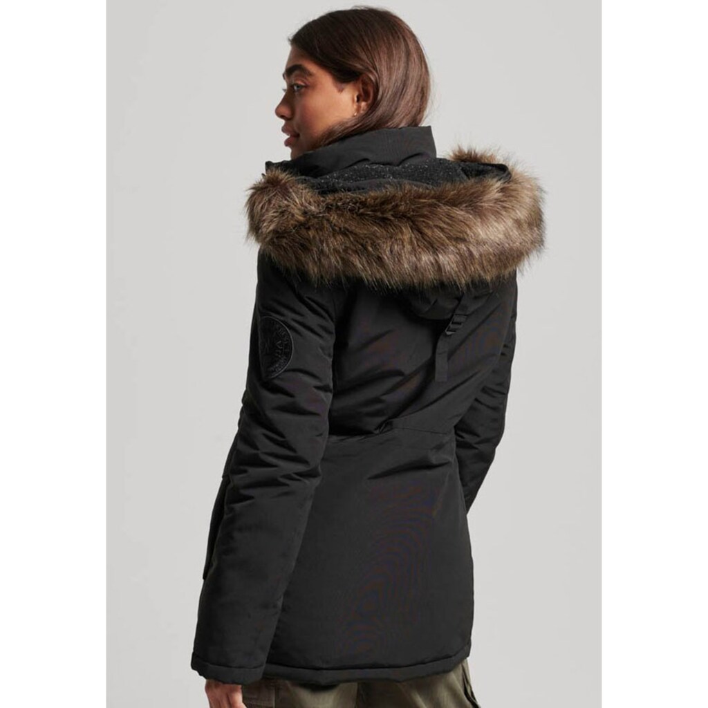 Superdry Langjacke »EVEREST FAUX FUR HOODED PARKA«, mit Kapuze