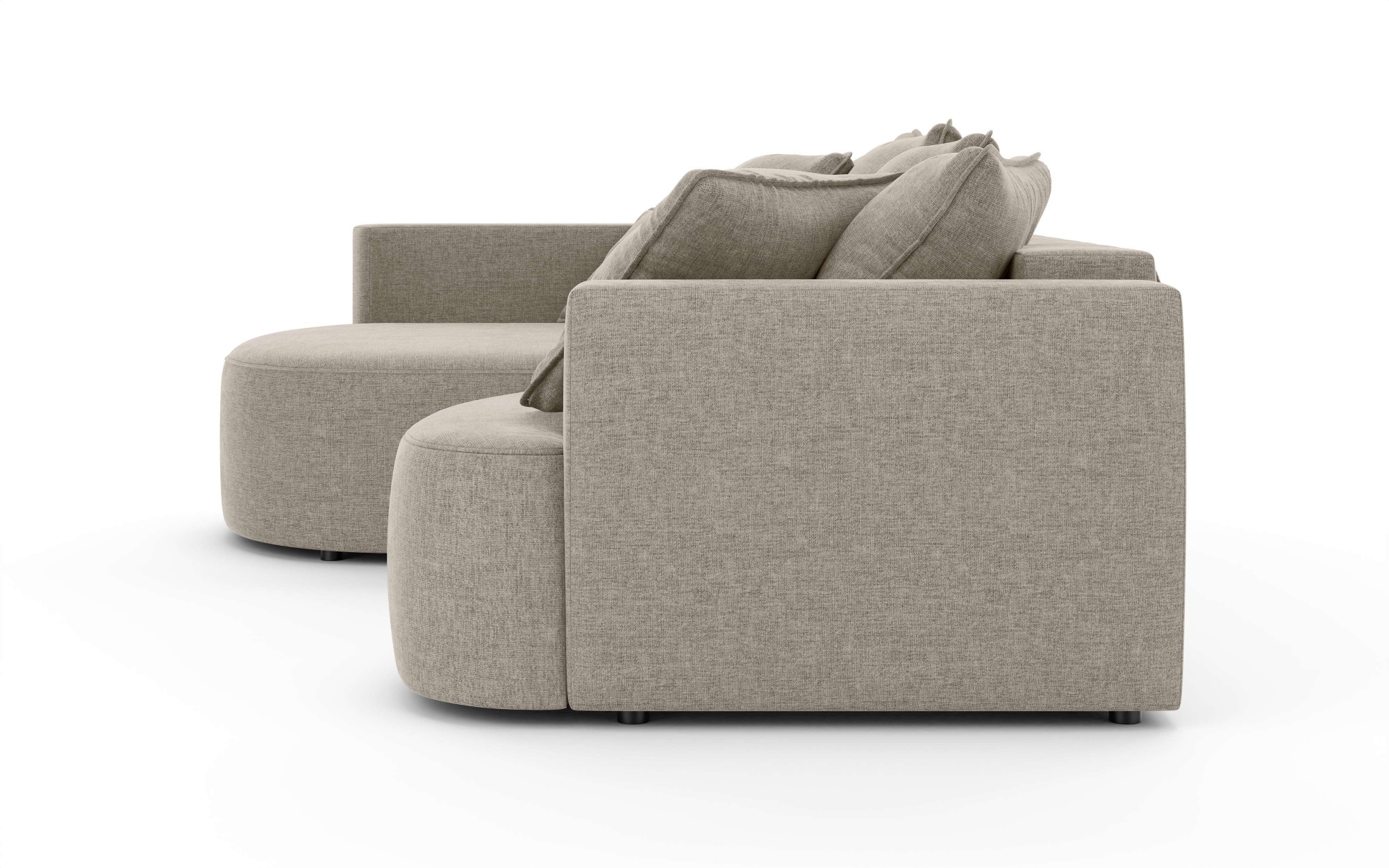 INOSIGN Ecksofa »Kahekili, Schlafsofa mit Bettkasten, Maße B/T/H: 255/181/90/ cm«, L-Form mit Wellenunterfederung, 7 Rückenkissen und 2 Zierkissen