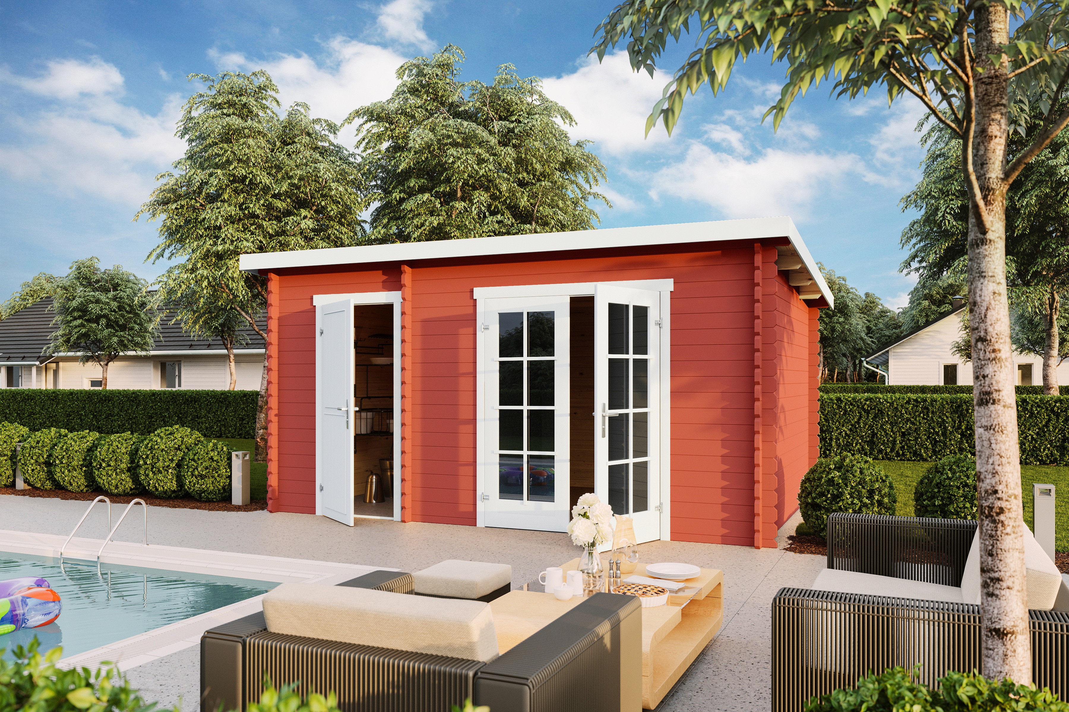 LASITA MAJA Gartenhaus "Belmont 2" Blockbohlenhaus 28mm, 2-Raum