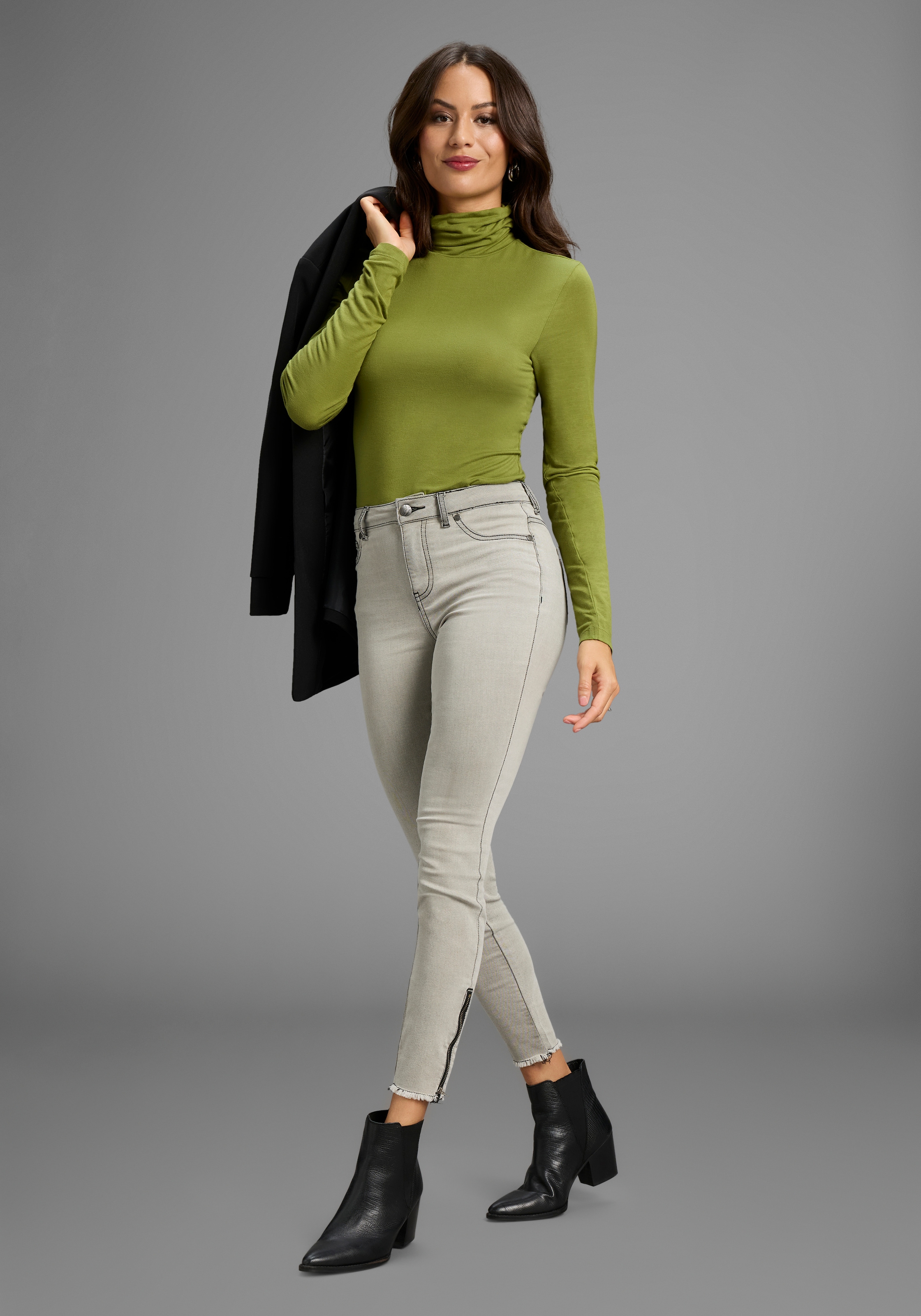 Arizona 5-Pocket-Jeans schmale, knöchelfreie Beinlänge, normale Leibhöhe, Slim Fit