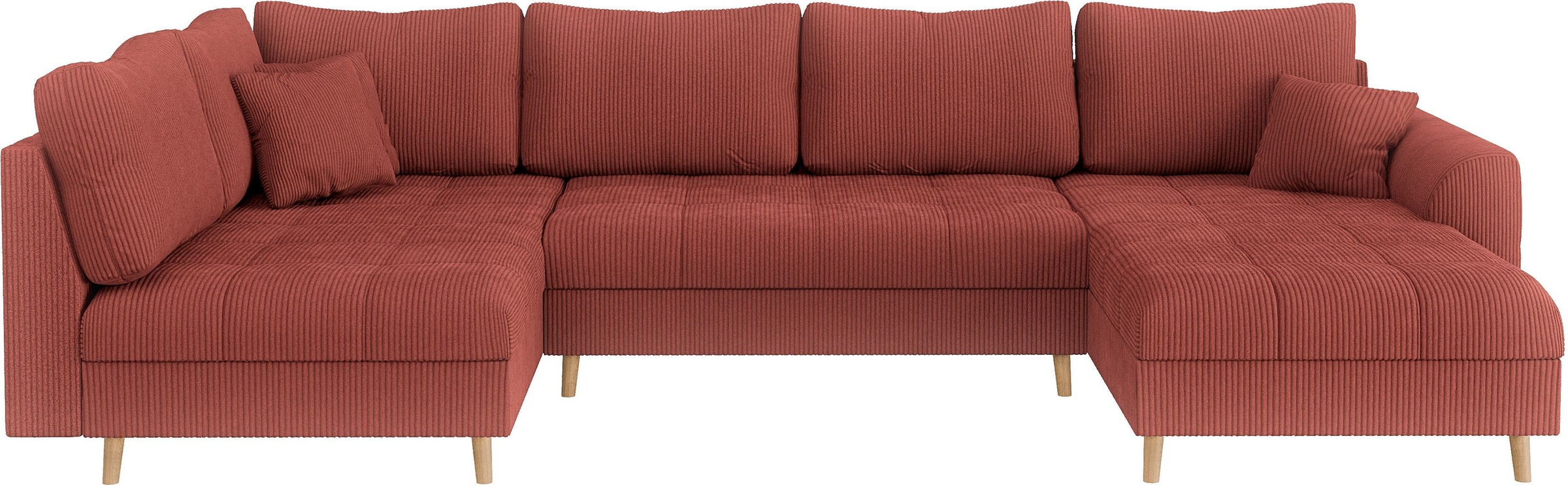 Home affaire Wohnlandschaft »CHARRE U-Form mit Ottomane, Maße B/T/H: 310/161/81 cm«, feine Steppung, lose Rücken- und Zierkissen, auch in Cord und Bouclé