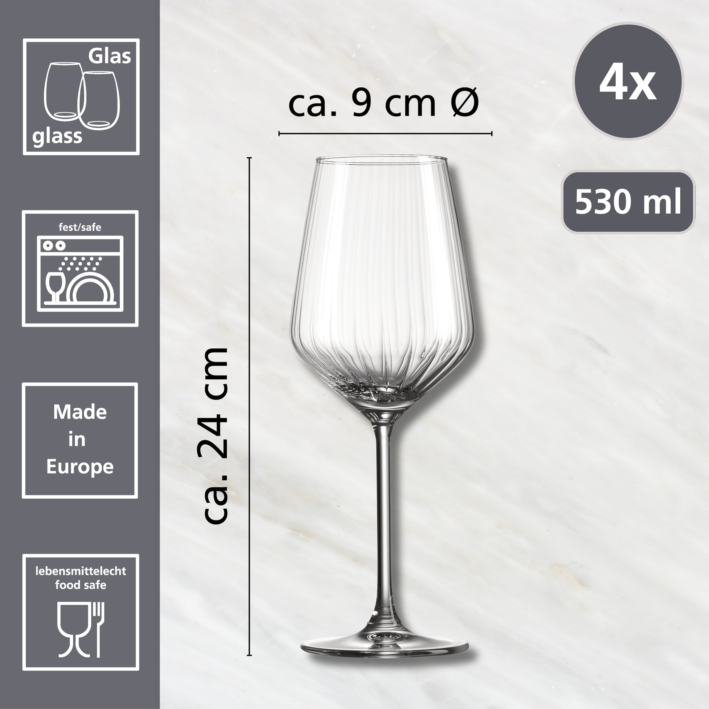 Ritzenhoff & Breker Rotweinglas »Jive«, (Set, 4 tlg.), 4er Set, je 530 ml