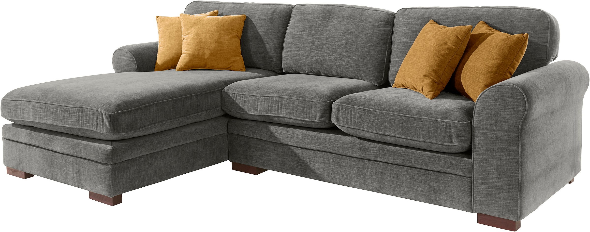 Home affaire Ecksofa »Broughton L-Form«, weicher Sitzkomfort, incl. 4 Zierkissen, Keder
