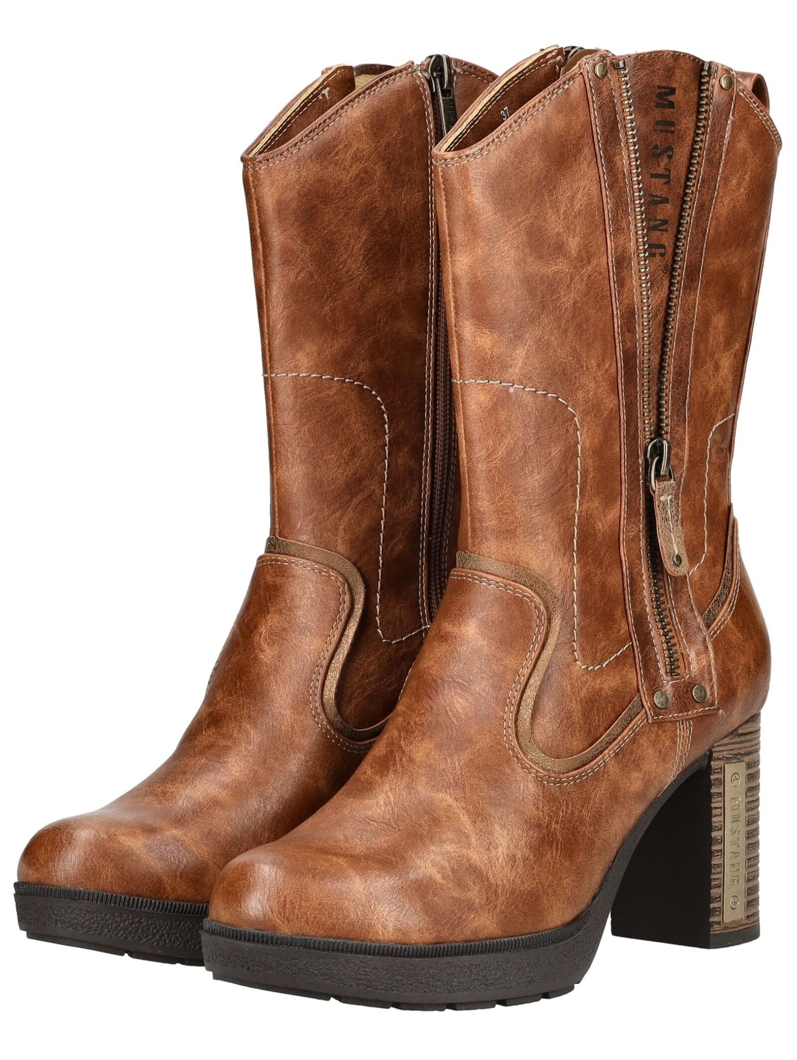 High-Heel-Stiefel MUSTANG SHOES "Mustang Shoes Stiefel Lederimitat", Damen, Gr. 39, braun, Lederimitat, Schuhe 3
