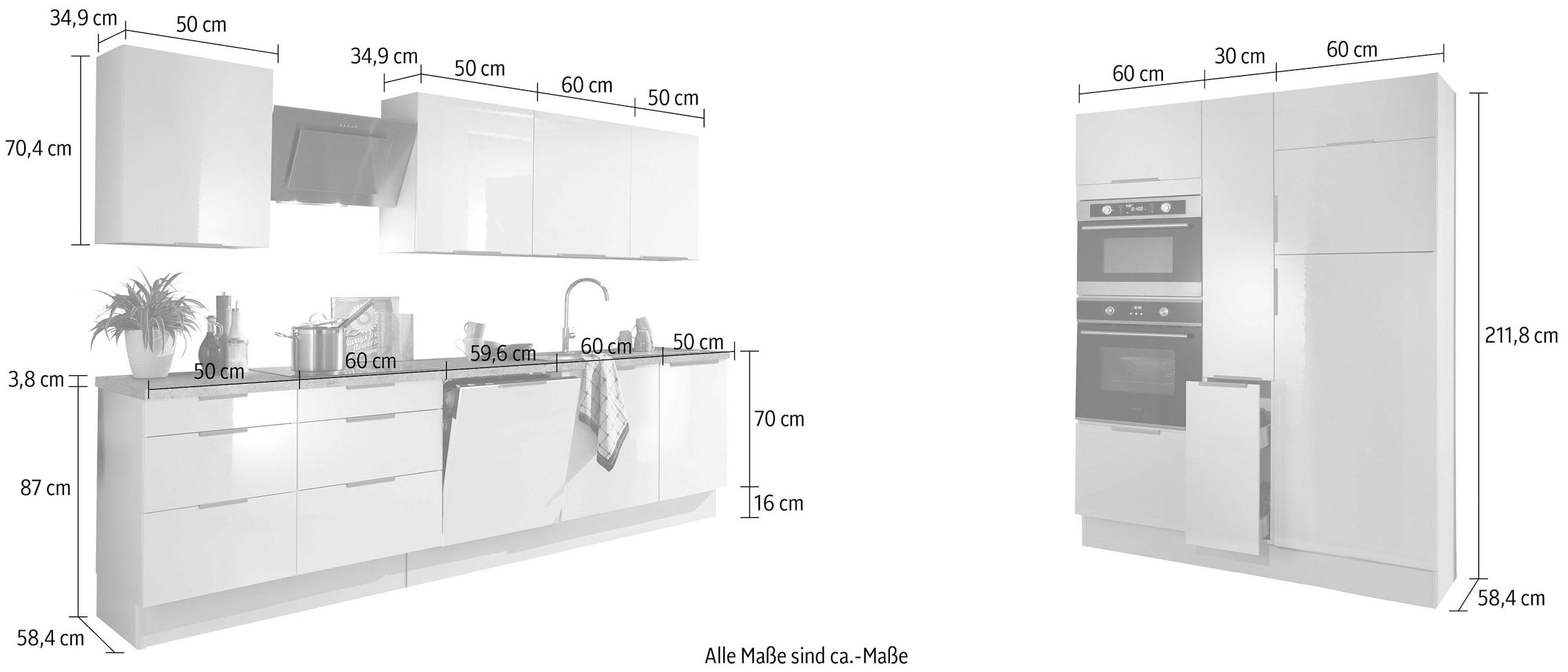 ohne Soft-Close- kaufen Funktion, mit »Tara«, OPTIFIT und | 430 cm Küchenzeile BAUR E-Geräte, Breite Vollauszug