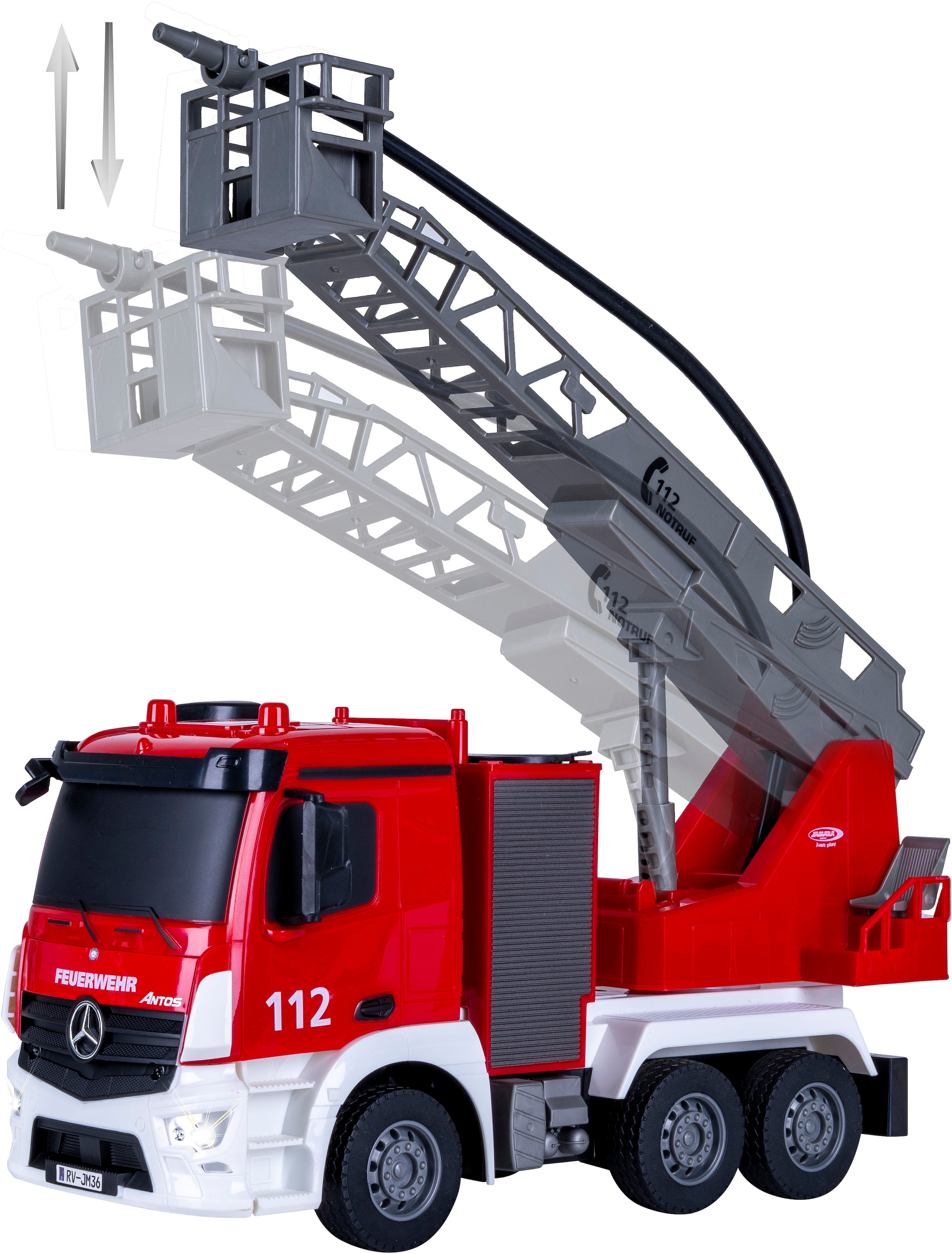 Jamara RC-LKW »Feuerwehr Drehleiter Mercedes -Benz Antos 2,4GHz« mit Spritzfunktion; LED-Licht; Maßstab 1:26