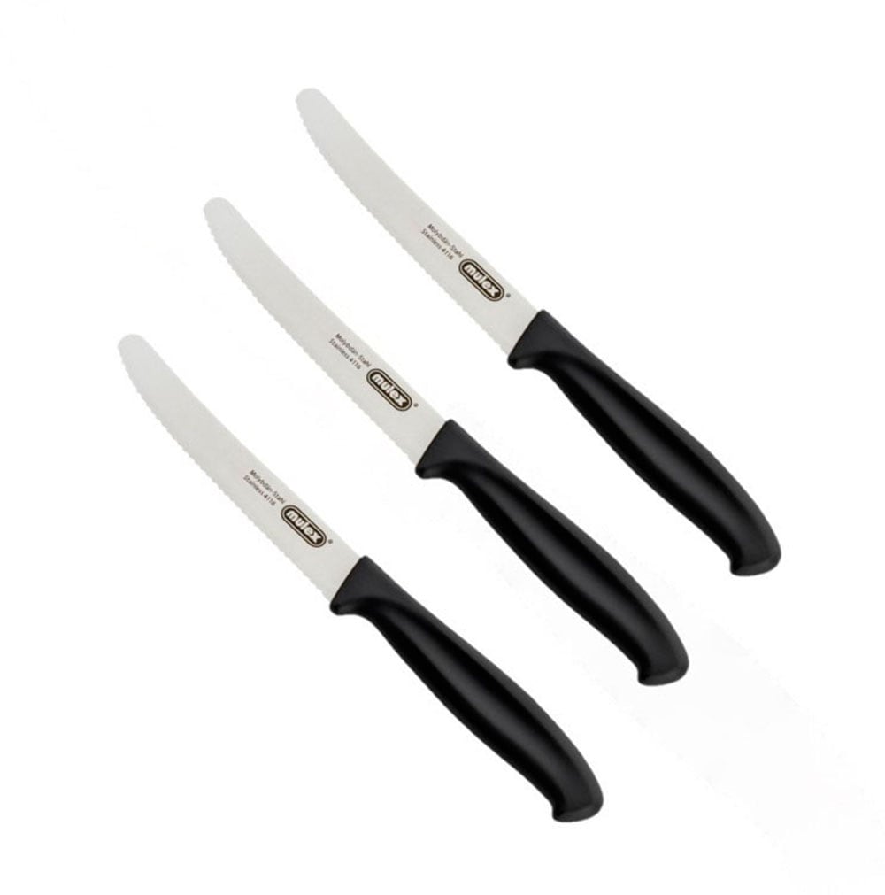 MULEX Messer-Set, schwarz, Kochmesser-Sets, extra scharferWellenschliff und ergonomischer Griff