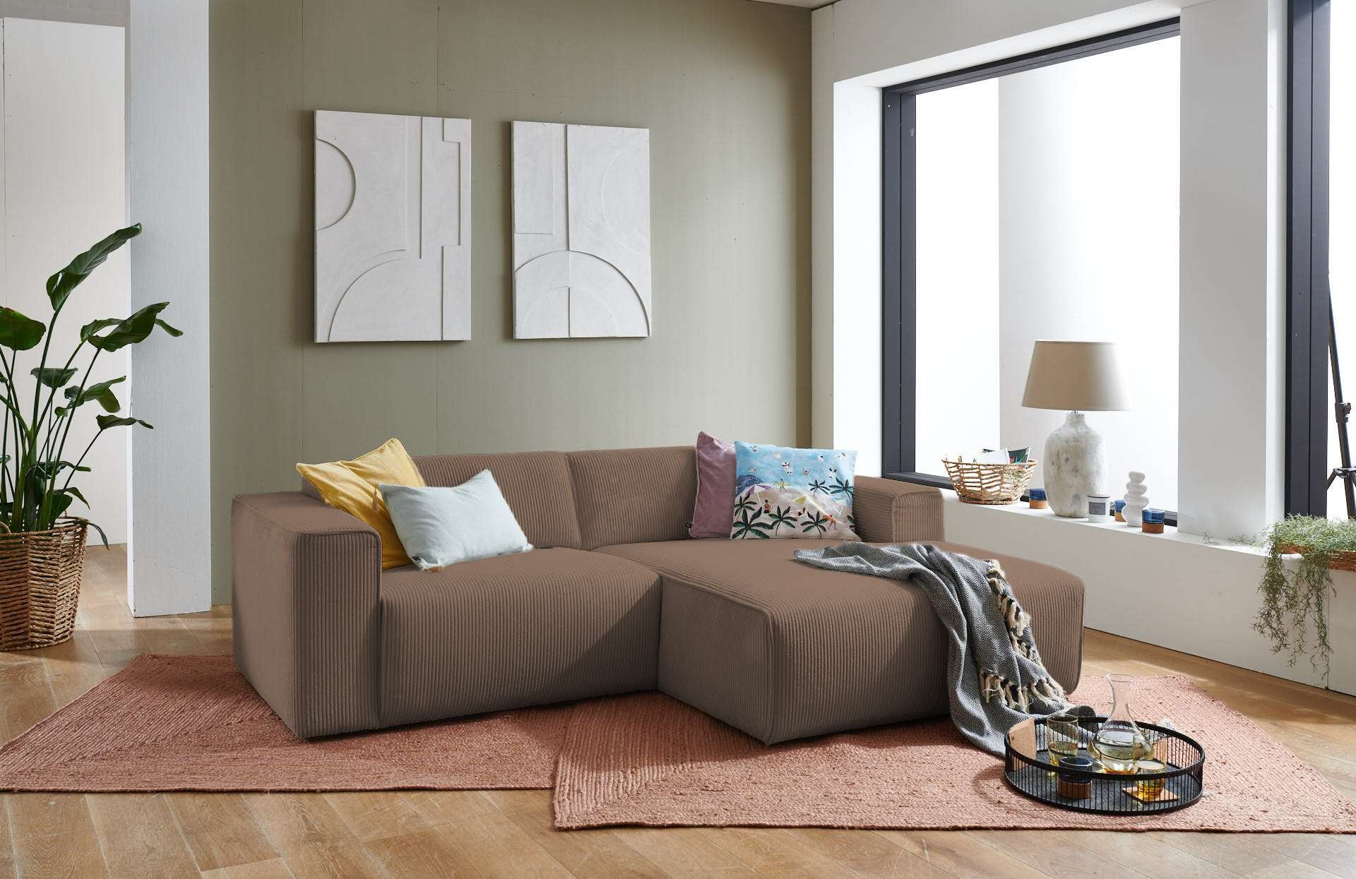 andas Ecksofa "Noord", Cord, Struktur, Webstoff, mit Wellenunterfederung, M günstig online kaufen