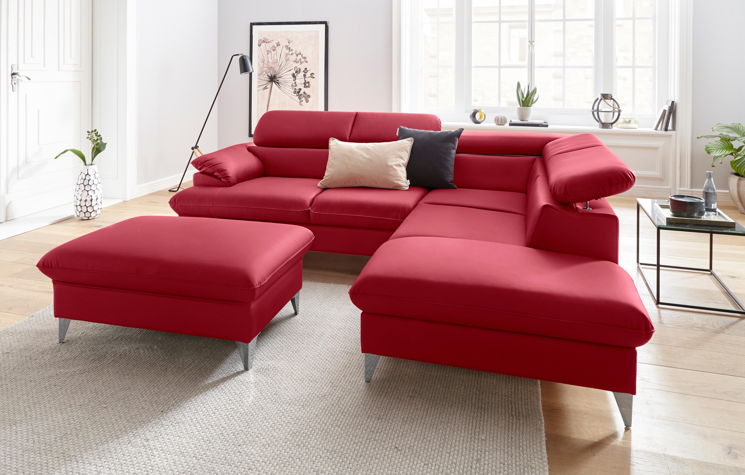 COTTA Ecksofa »Caluso L-Form«, mit Kopfteilverstellung, wahlweise mit Bettfunktion & Bettkasten