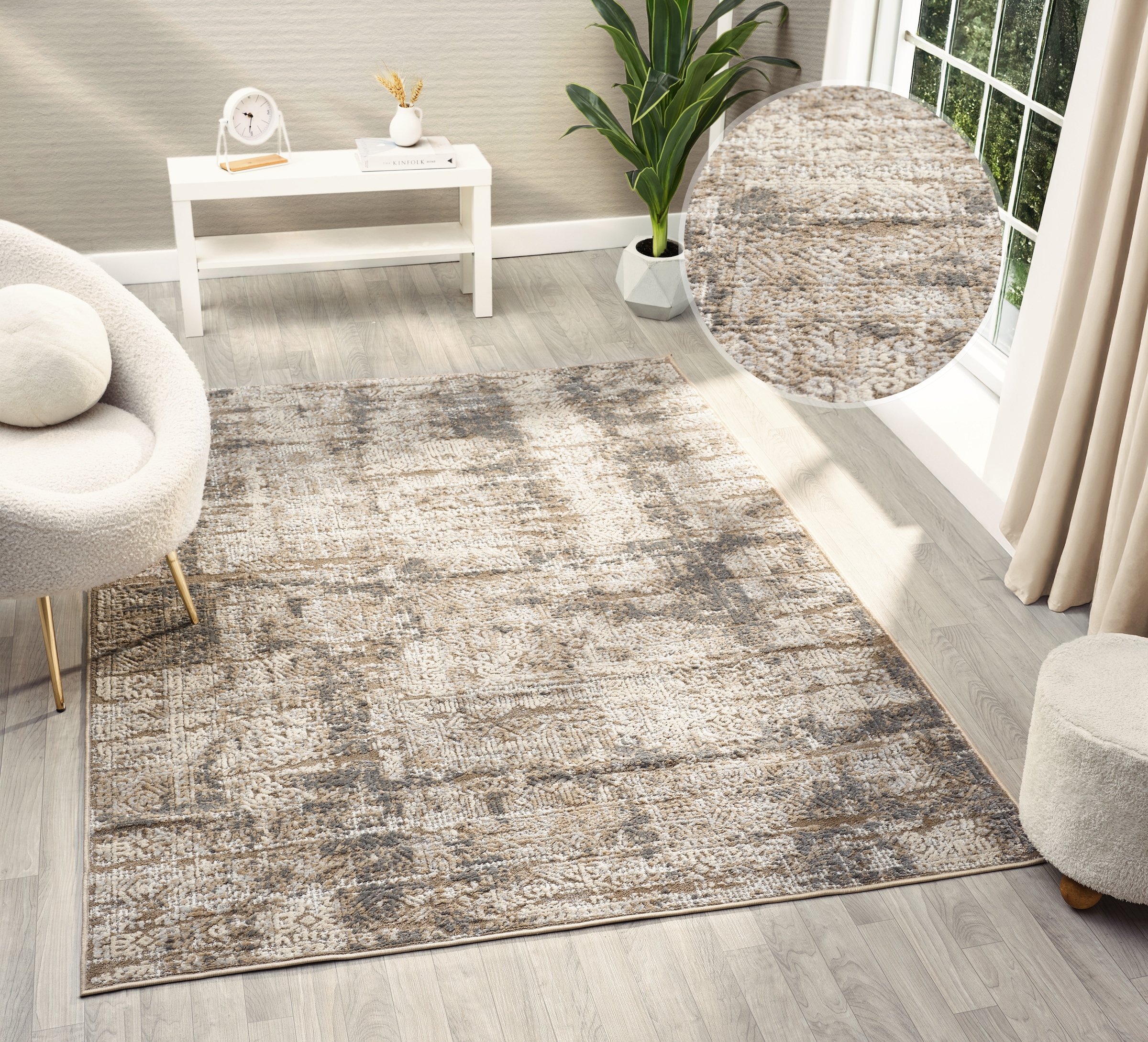 my home Teppich "Selin" rechteckig 9 mm Höhe dezenter Glanz, Schrumpf-Garn- günstig online kaufen