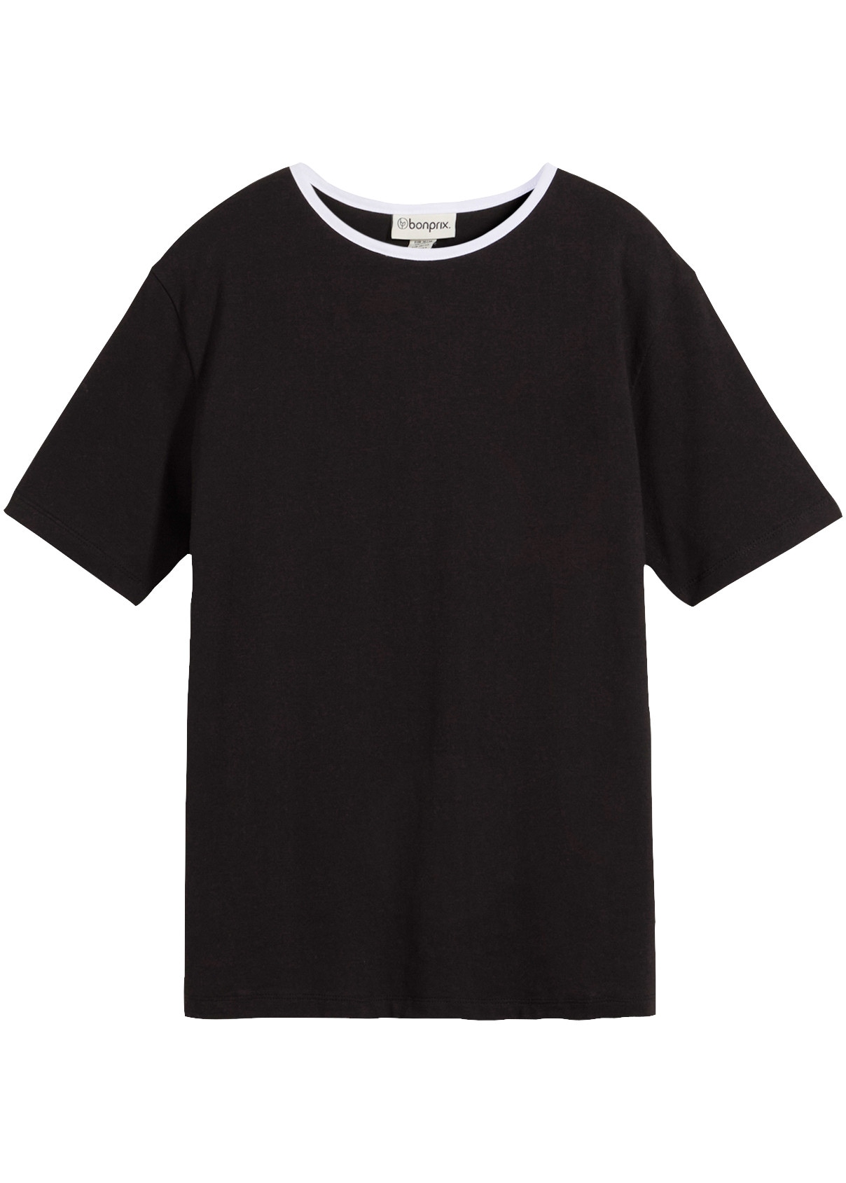 bonprix T-Shirt leicht definierte Passform, kontrastfarbiger Halsausschnitt