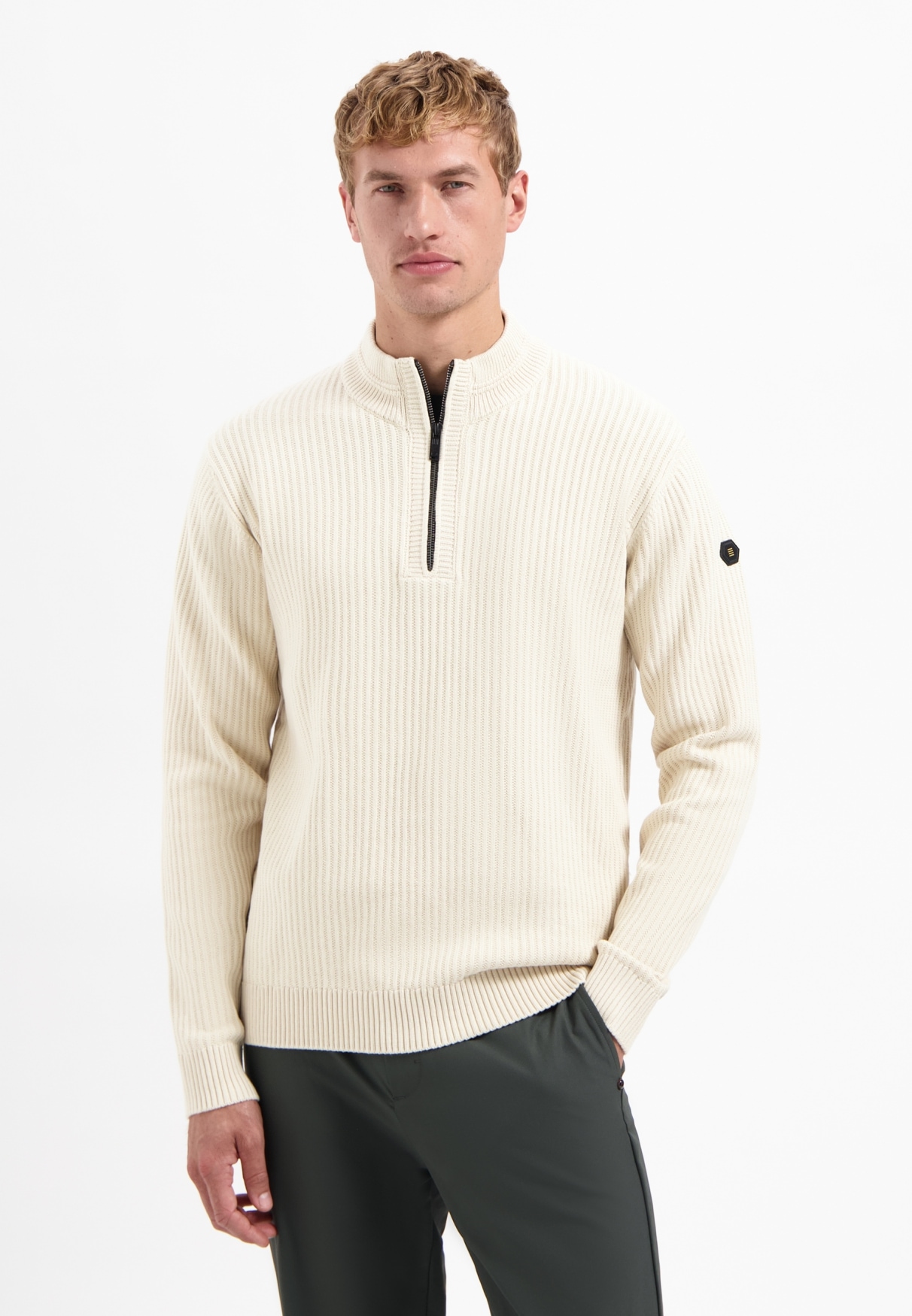 NO EXCESS Stehkragenpullover "No Excess Schwerer gerippter Strickpullover" günstig online kaufen