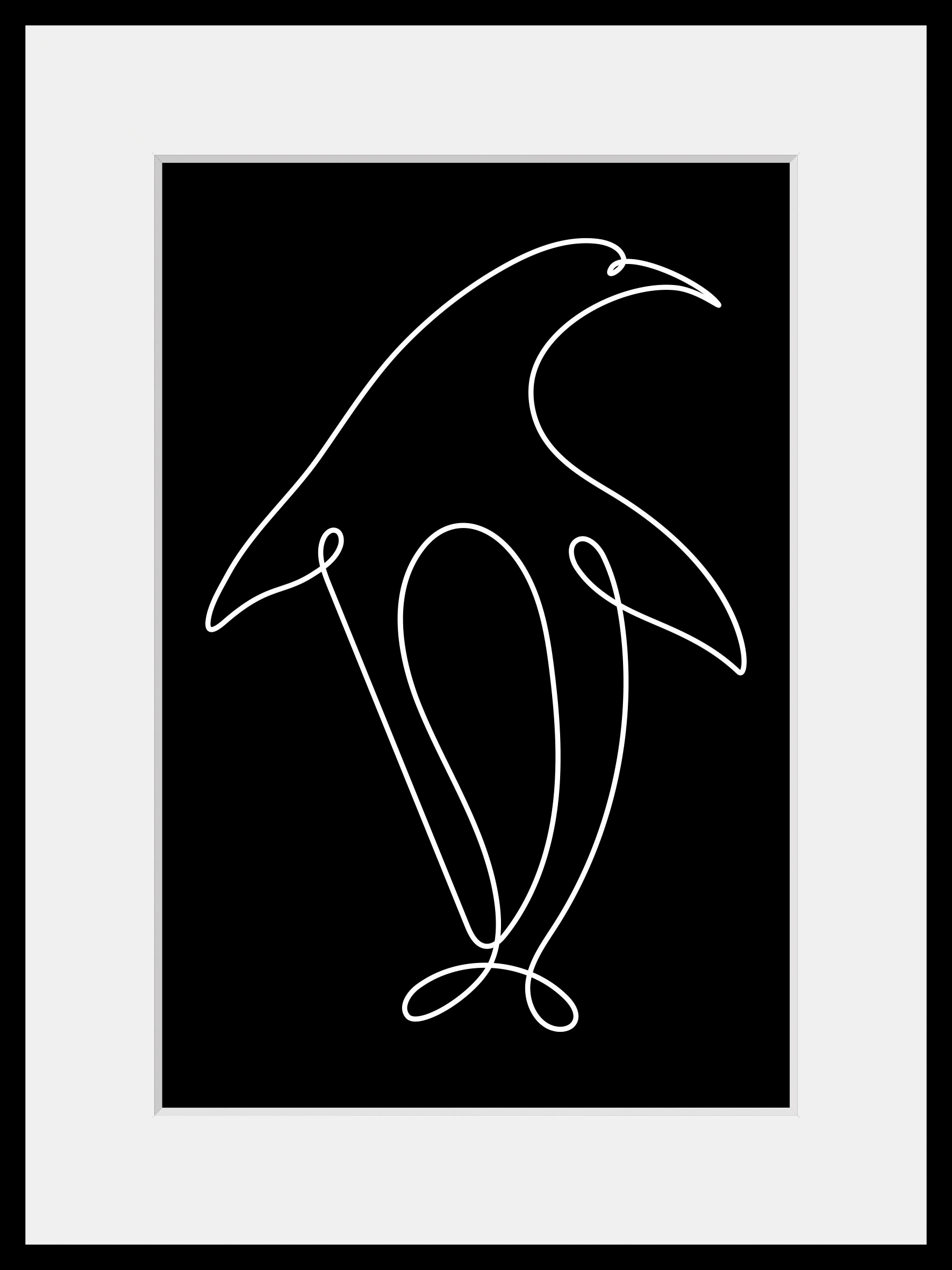 queence Bild »Lilu«, Pinguine-Kunst-Schwarz-Weiß, (1 St.), HD Premium Poster-Druck inkl. Holzrahmen