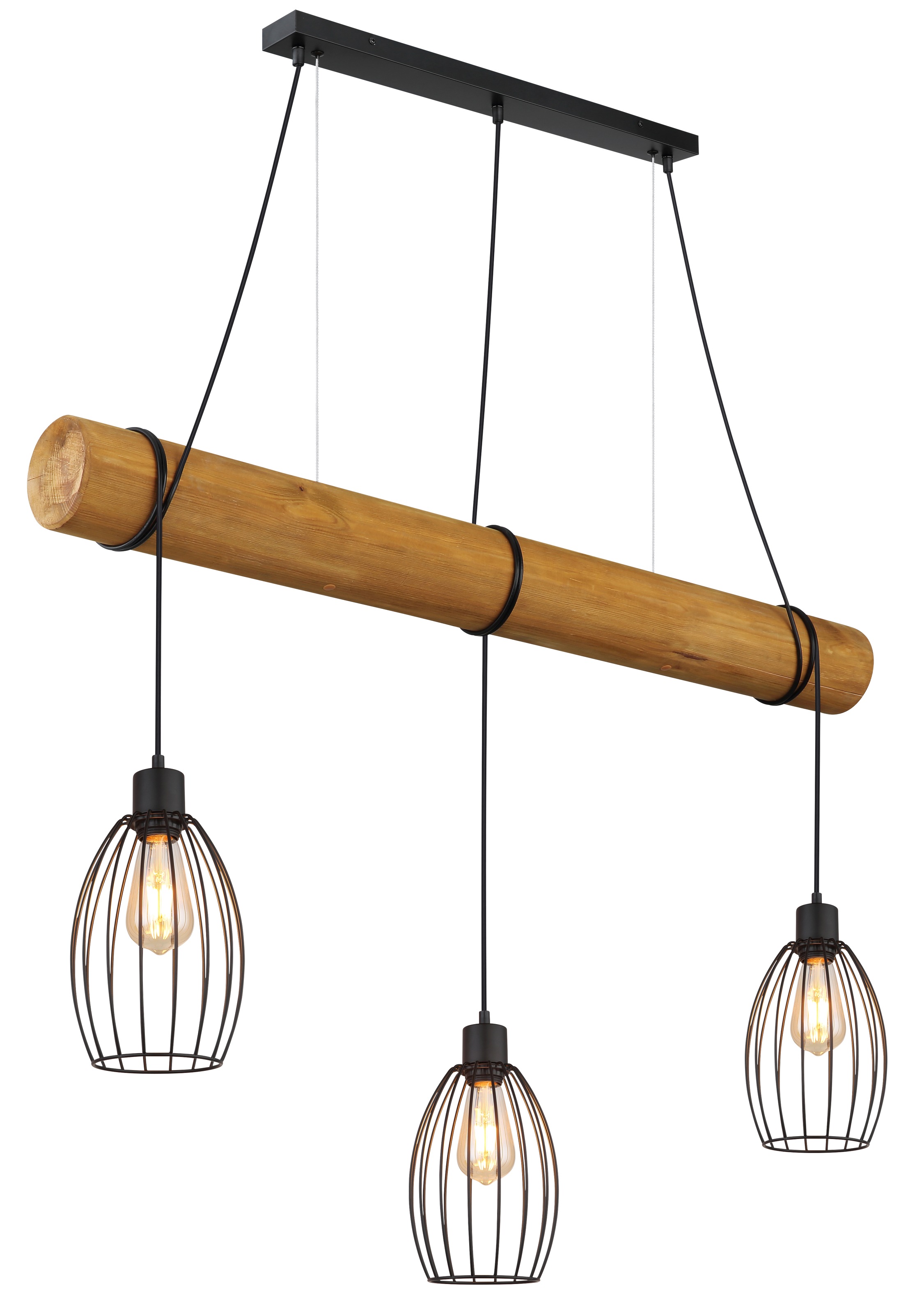 NOWA Hängeleuchte »BERTI« E27 1 Stk. Hängeleuchte mit Holzbalken, rustikal-modern & individuell