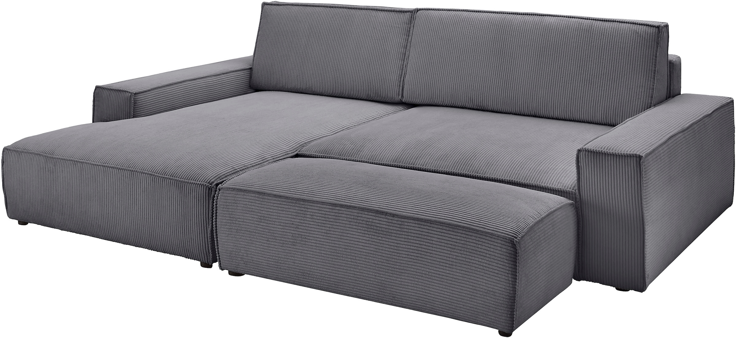 Home affaire Polsterecke »NEU: SHERWOOD XXL tief, L-Form mit Schlaffunktion, Big-Sofa mit Hocker«, (Set, 2 St.), stellbar zum Schlafsofa (Krokodilverbinder), Cord, Leinenoptik