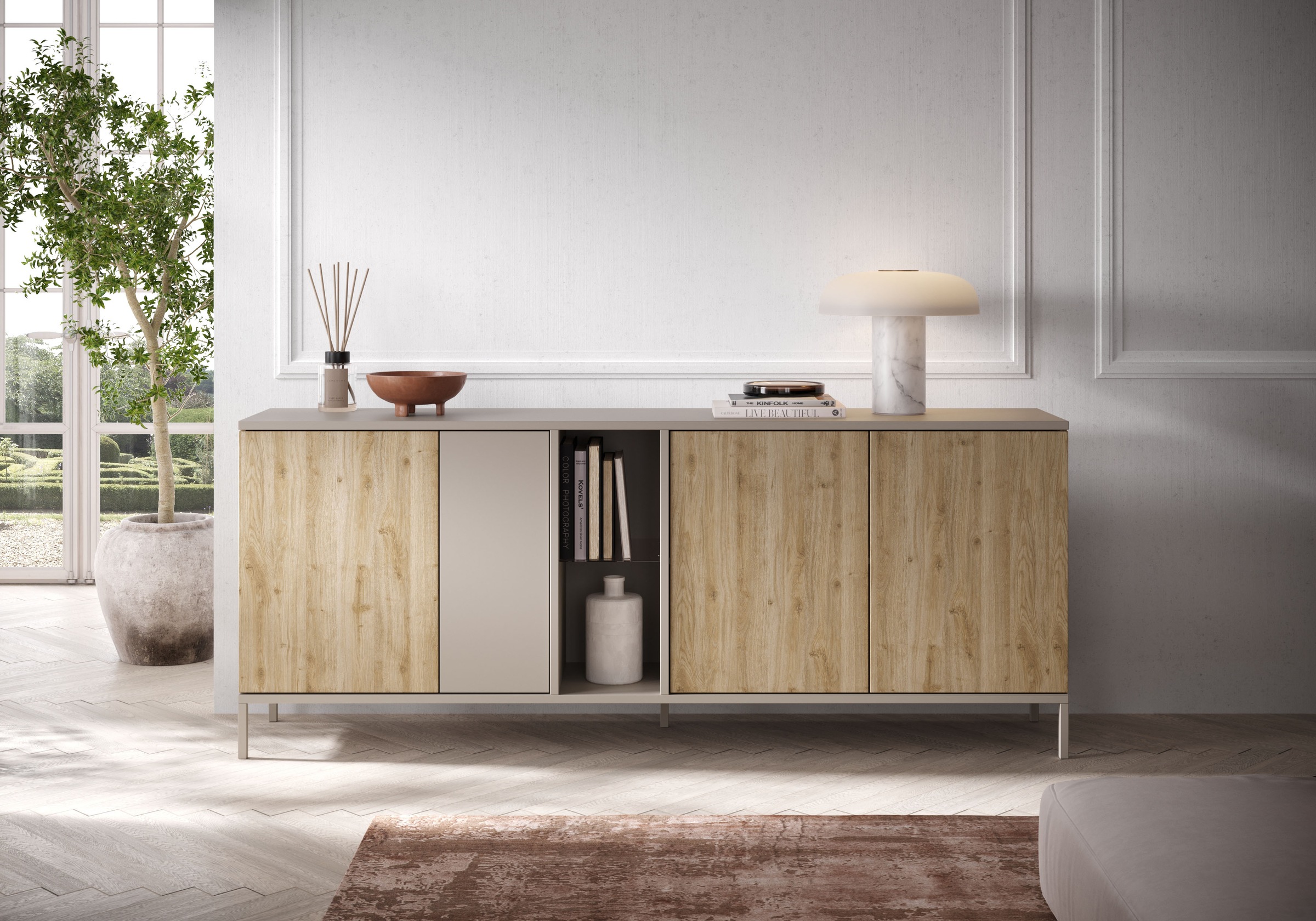 INOSIGN Sideboard "Gent Breite 210 cm, Kommode mit 4 Türen u. 2 offenen Fächern", Anrichte, Push-to-open Funktion