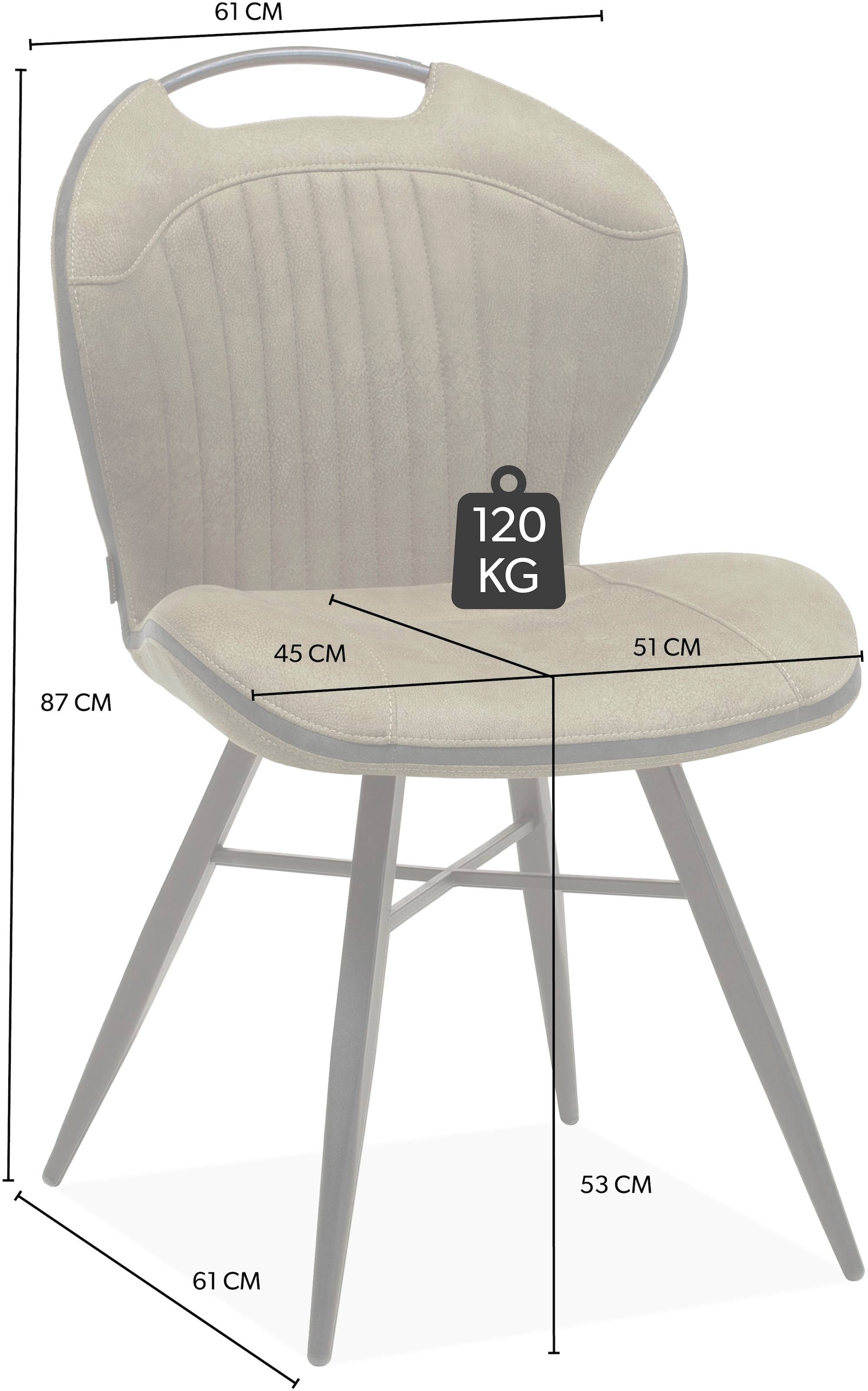 OMG Design Esszimmerstuhl »Mace«, (Set), 2 St., Stoff, Lederoptik, pflegeleicht, mit praktischem Griff