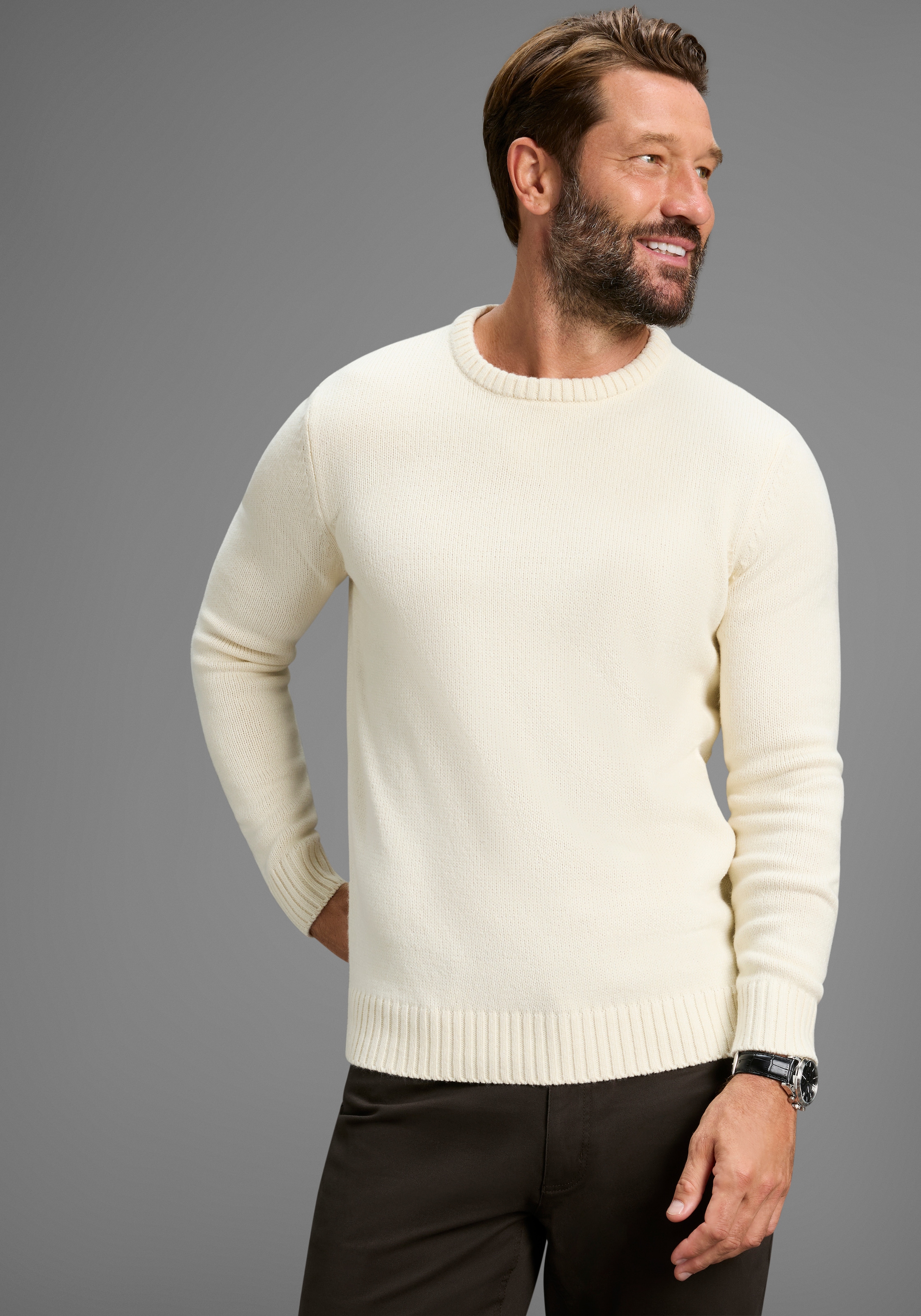 Mans World Rundhalspullover "Neue Kollektion", in melierter Optik günstig online kaufen