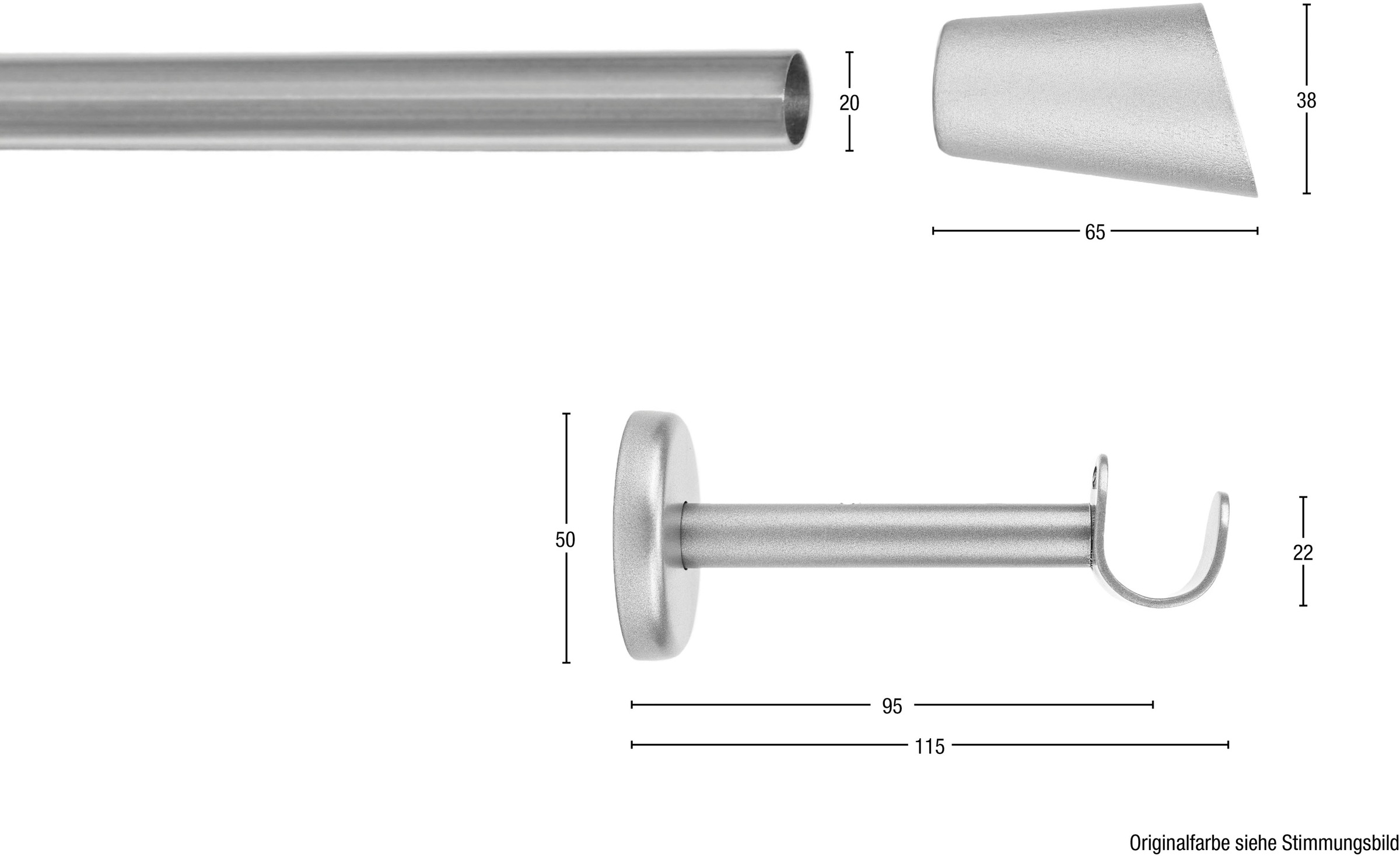 Thumbnail - GARESA Gardinenstange "MOLIS mit offenem Träger" Ø 20 mm 1 läufig-läufig Wunschmaßlänge Vorhanggarnitur, verlängerbar, W...