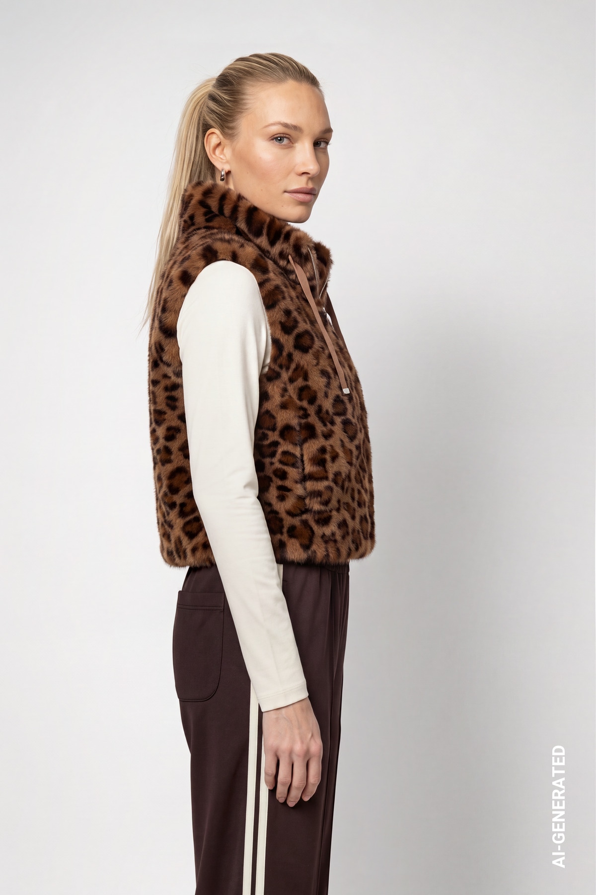 Monari Fellimitatweste »Weste Leo fake fur« Regular fit mit Stehkragen