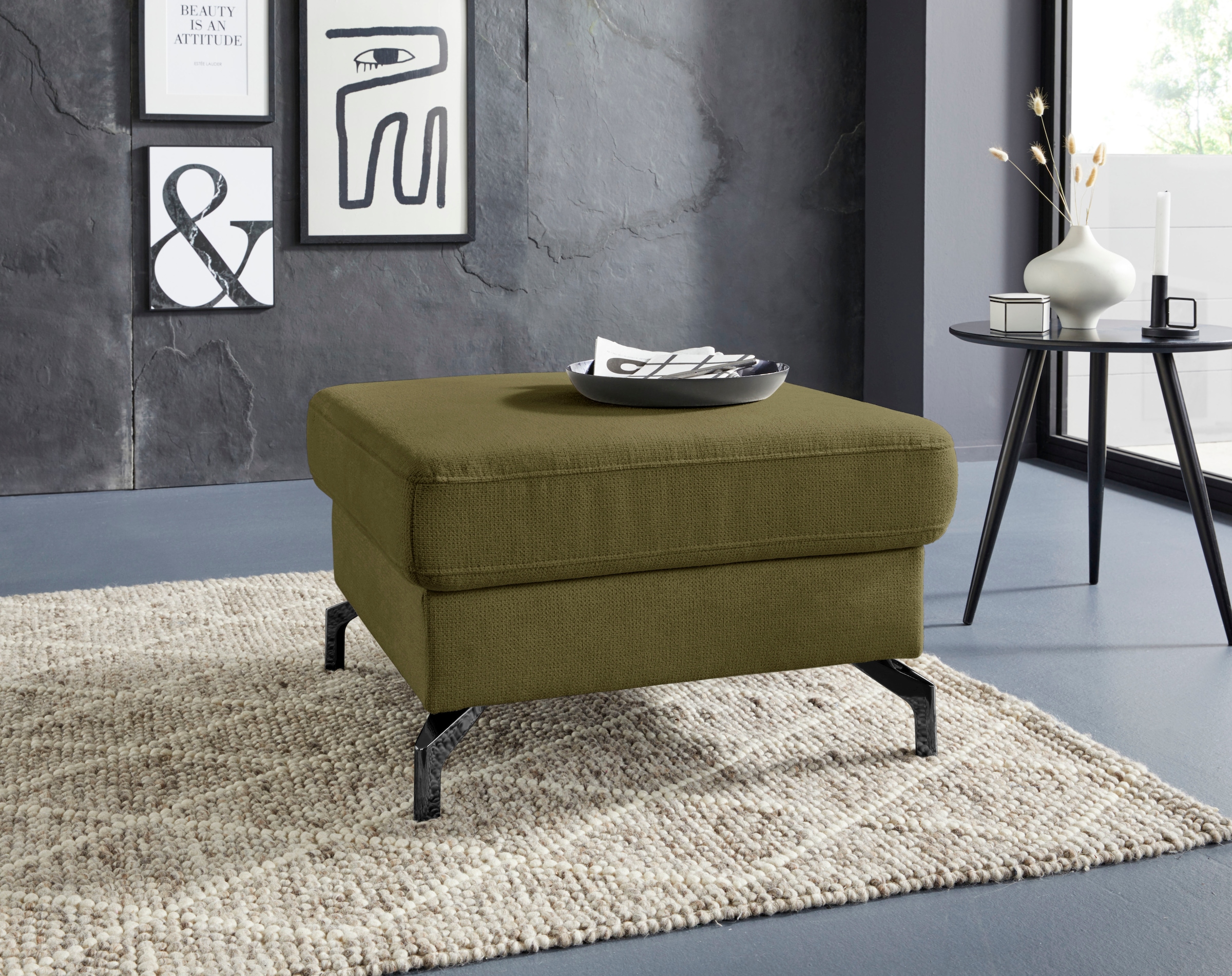 sit&more Hocker "Percy", Fußhöhe 12 cm, wahlweise mit unterschiedlichen Fußfarben