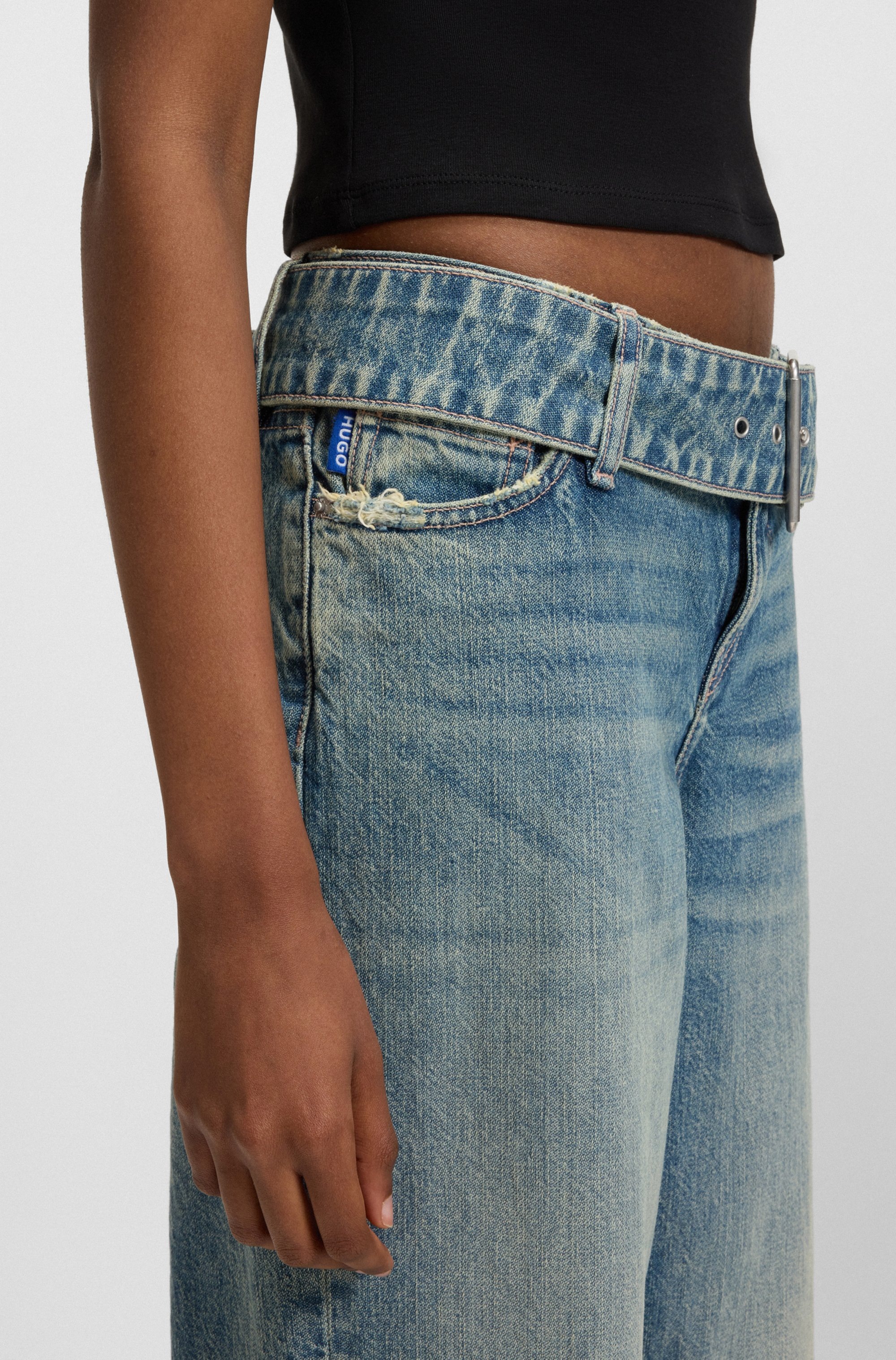 HUGO Blue Low-rise-Jeans "Glory", mit Denim-Gürtel, Baggy Fit günstig online kaufen