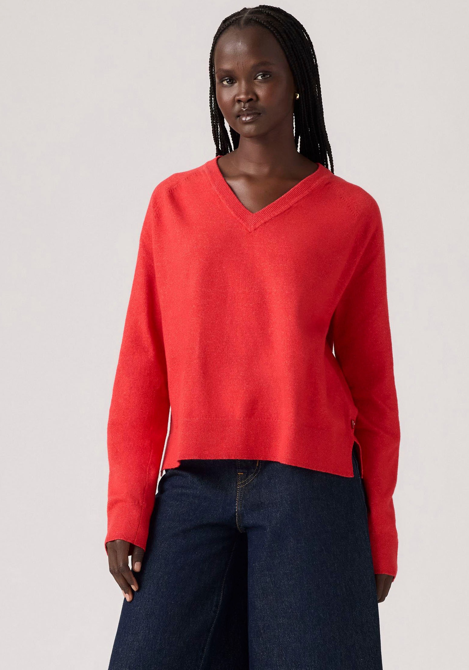 Levis V-Ausschnitt-Pullover "TARA SUPER SOFT V", im Bund beidseitig mit kur günstig online kaufen