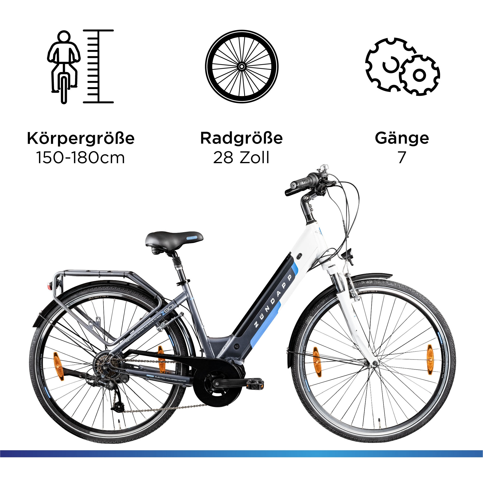 Zündapp E-Bike »Z901«, 7 Gang, Shimano, Tourney RD-TY300, Mittelmotor 250 W, Pedelec, Elektrofahrrad für Damen u. Herren