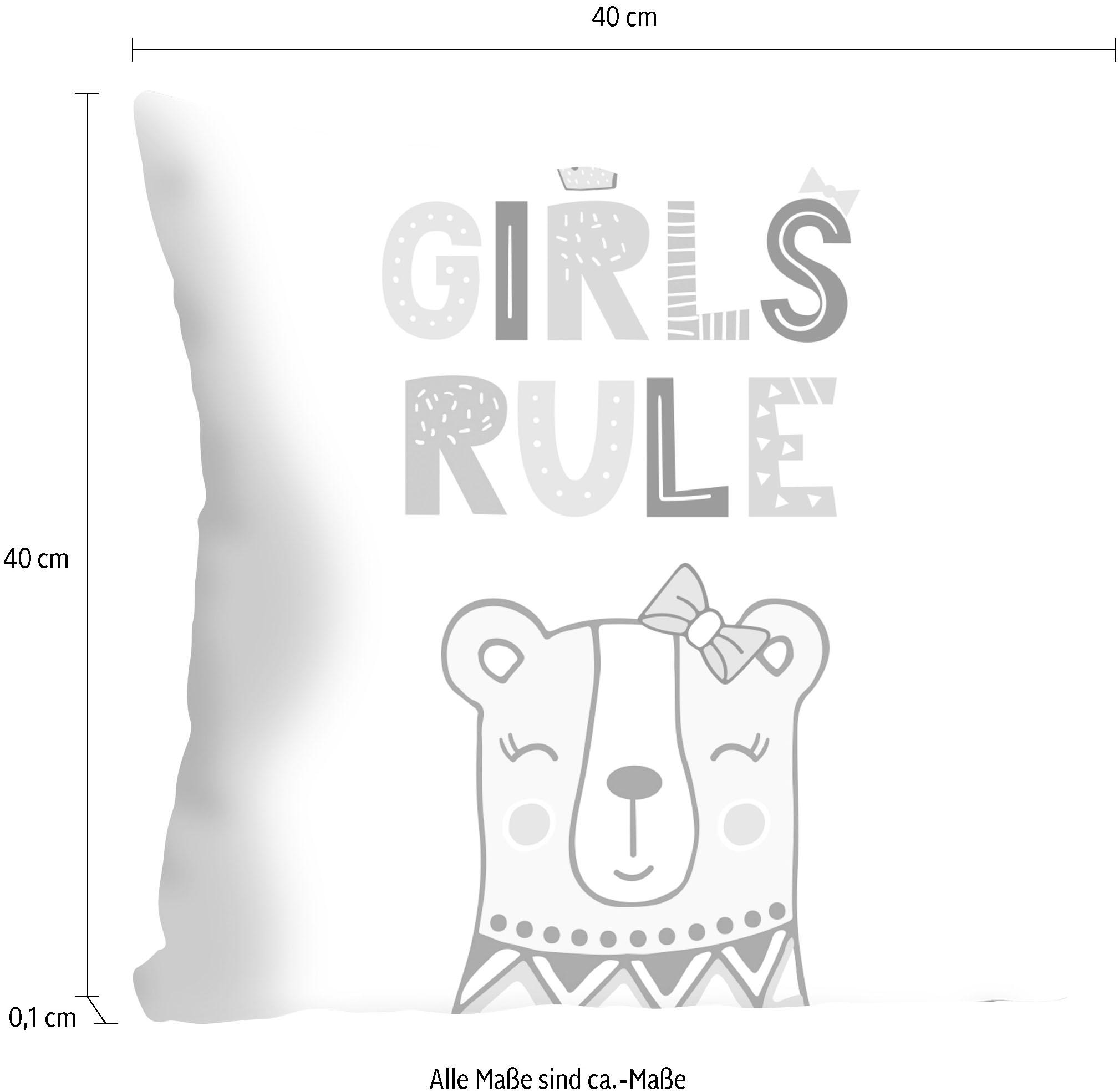 queence Dekokissen »»Girls rule«« Kissenhülle ohne Füllung, 1 Stück