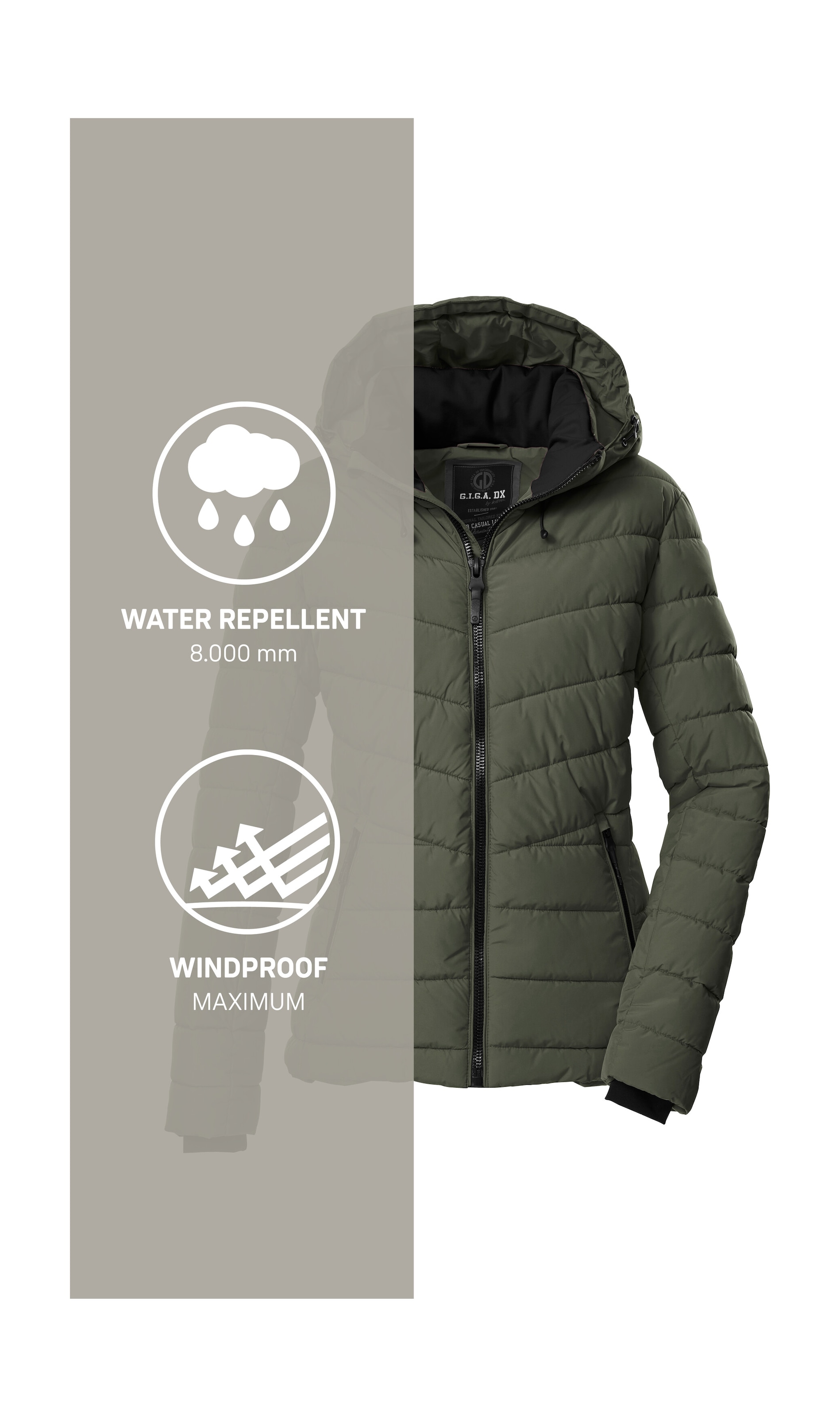 G.I.G.A. DX by killtec Steppjacke »GW 32 WMN QLTD JCKT«, Elegante Damenjacke, wasserabweisend, atmungsaktiv, abnehmbare Kapuze