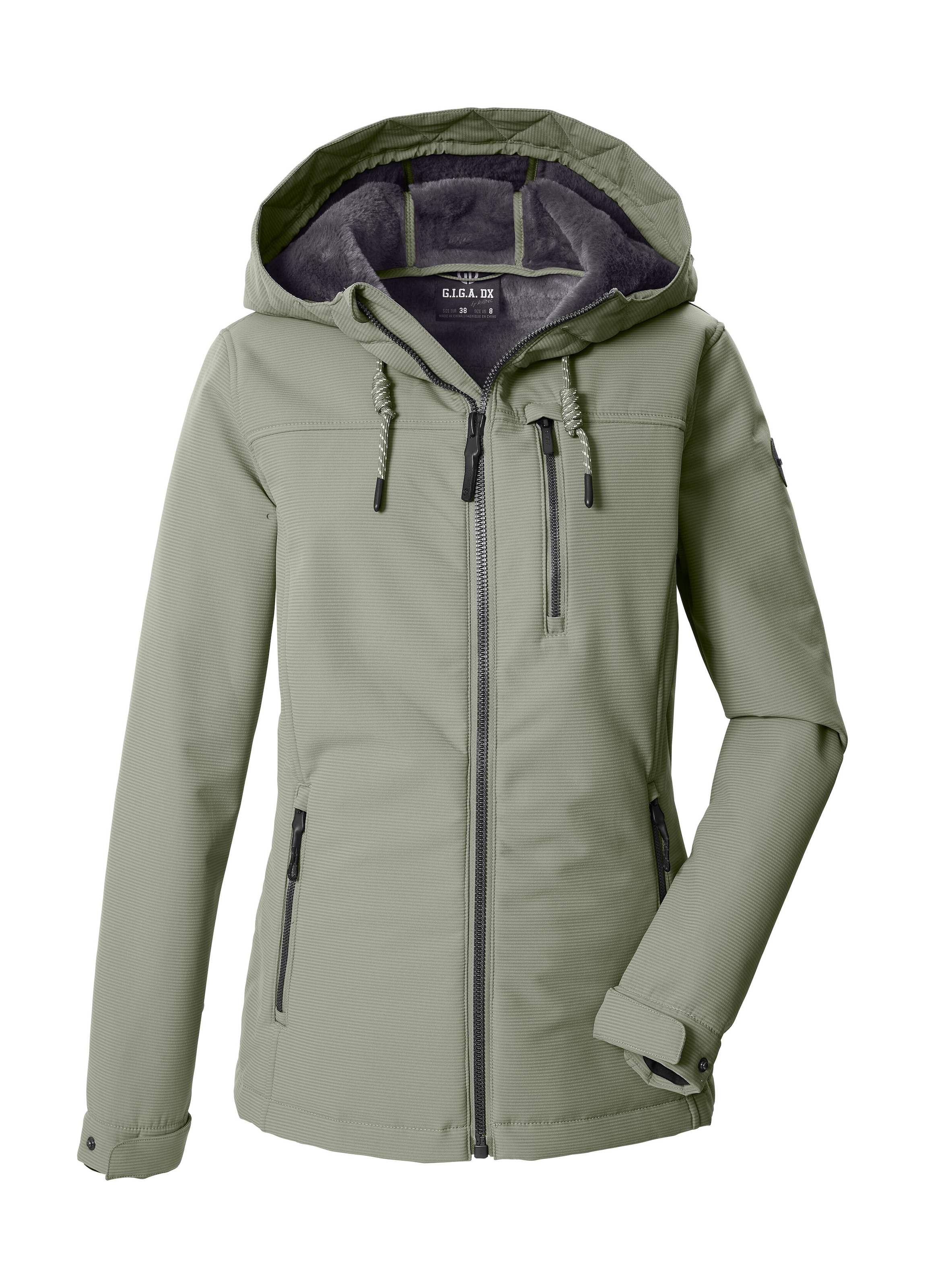 G.I.G.A. DX by killtec Softshelljacke "GW 59 WMN SFTSHLL JCKT" Winddichte, wasserabweisende Damenjacke mit Teddy-Fleecefutter