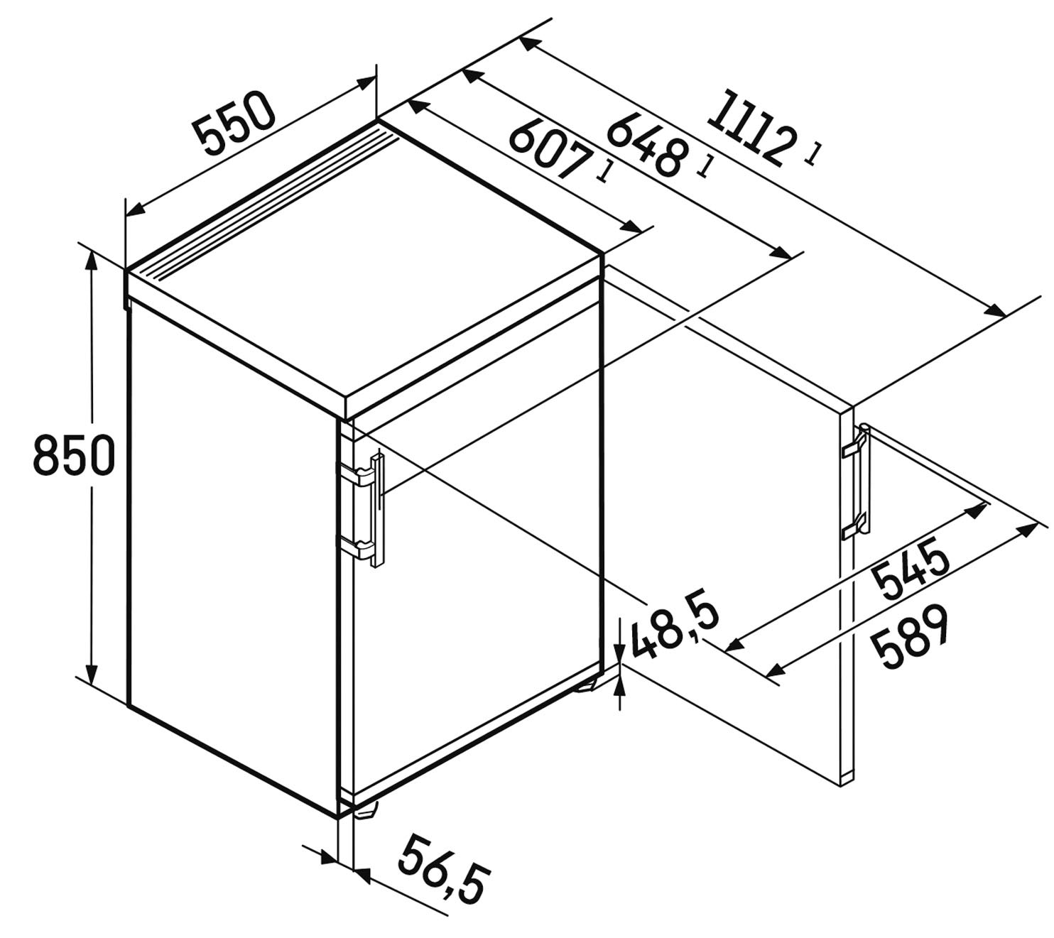 Liebherr Table Top Kühlschrank »Rdgd 1401_997223951« 85 cm hoch 55 cm breit