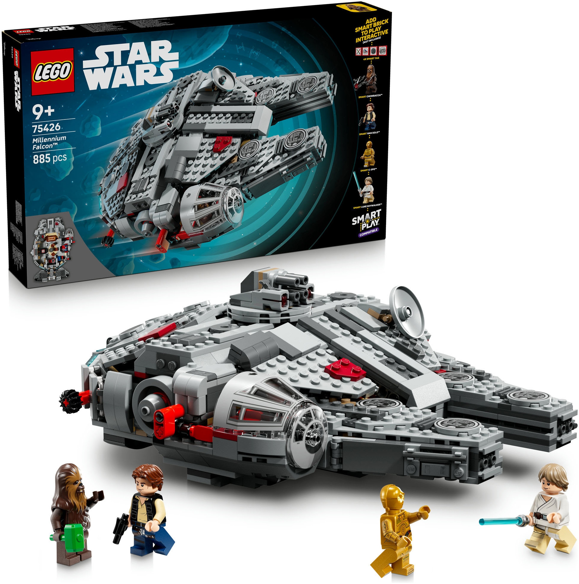 LEGO® Konstruktionsspielsteine »SMART Play: Millennium Falke (75426), LEGO Star Wars ™« Mit SMART Brick kombatibel (nicht im Lieferumfang enthalten)