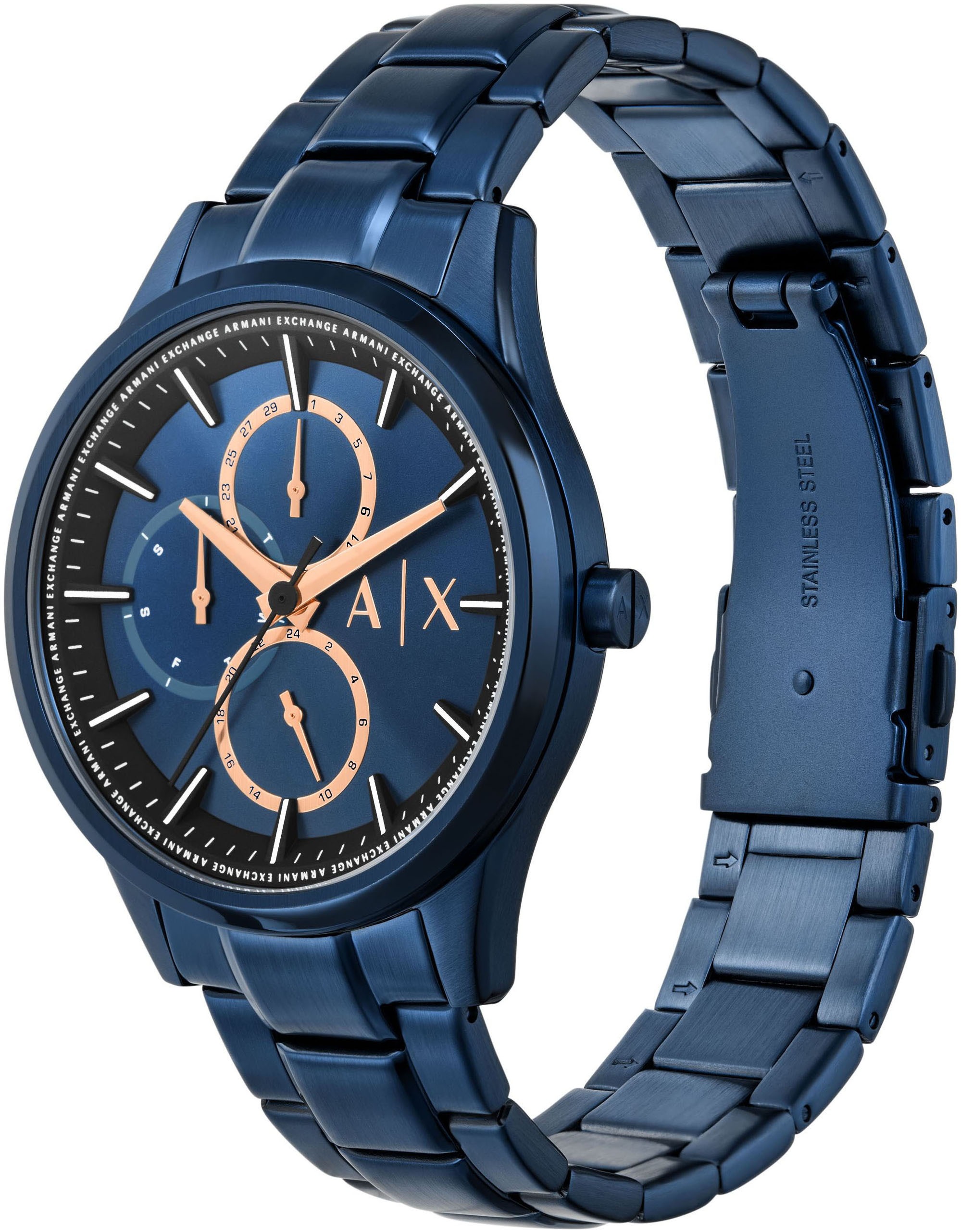 ARMANI EXCHANGE Multifunktionsuhr, Quarzuhr, Armbanduhr, Herrenuhr, analog, Edelstahlarmband